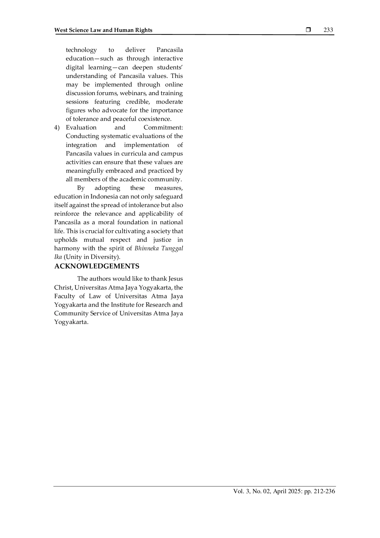 JURIS Pancasila as a Moral Foundation in the Field of Education in Facing Intolerance in Indonesia