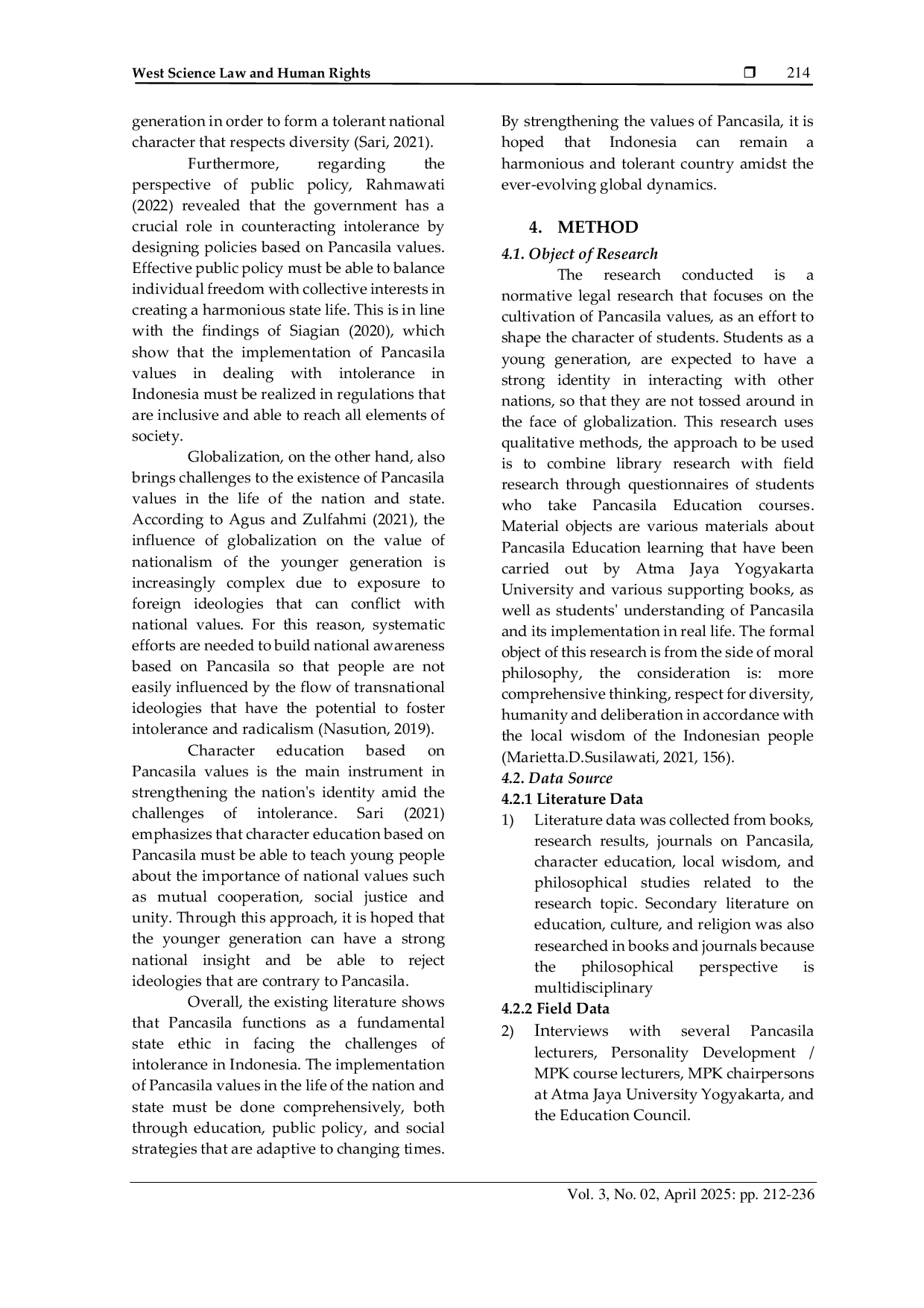 JURIS Pancasila as a Moral Foundation in the Field of Education in Facing Intolerance in Indonesia