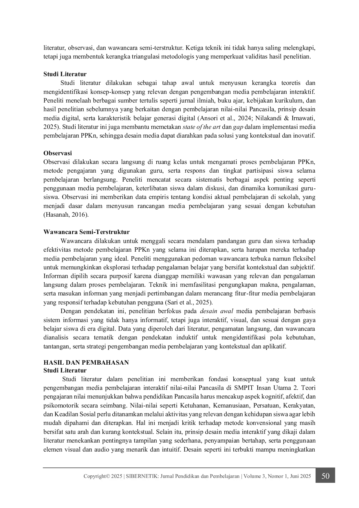 JURIS Desain Media Pembelajaran Interaktif Mata Pelajaran PPKn Berbasis Sistem Informasi di SMPIT Insan Utama 2