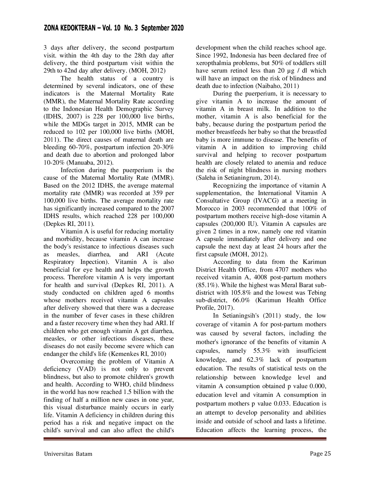 JURIS Postpartum Education In The Working Area Of The Tebing Community Health Center