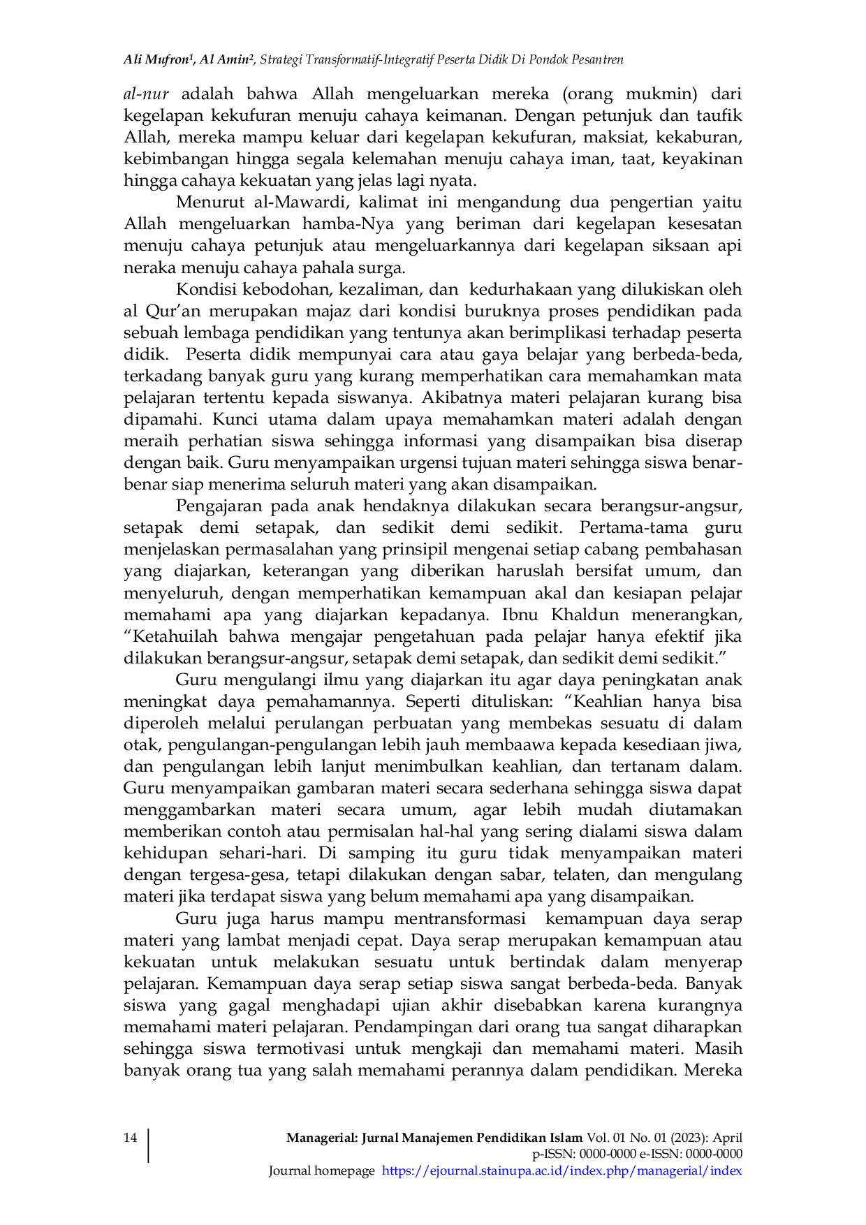 JURIS Strategi Transformatif Integratif Peserta Didik di Pondok Pesantren