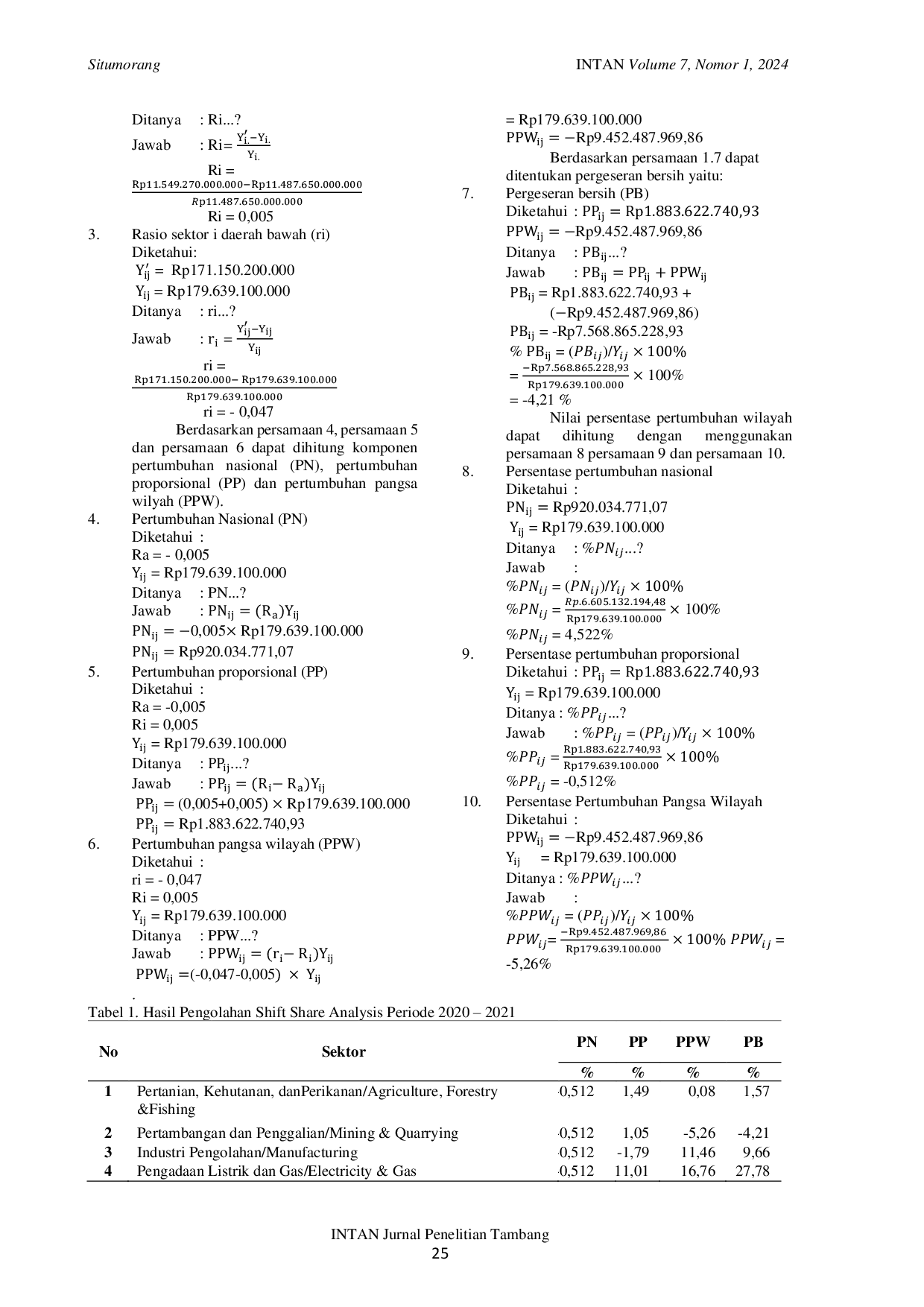 JURIS Profil Pertumbuhan Ekonomi Sektor Pertambangan Kabupaten Manokwari Menggunakan Shift Share Analysis