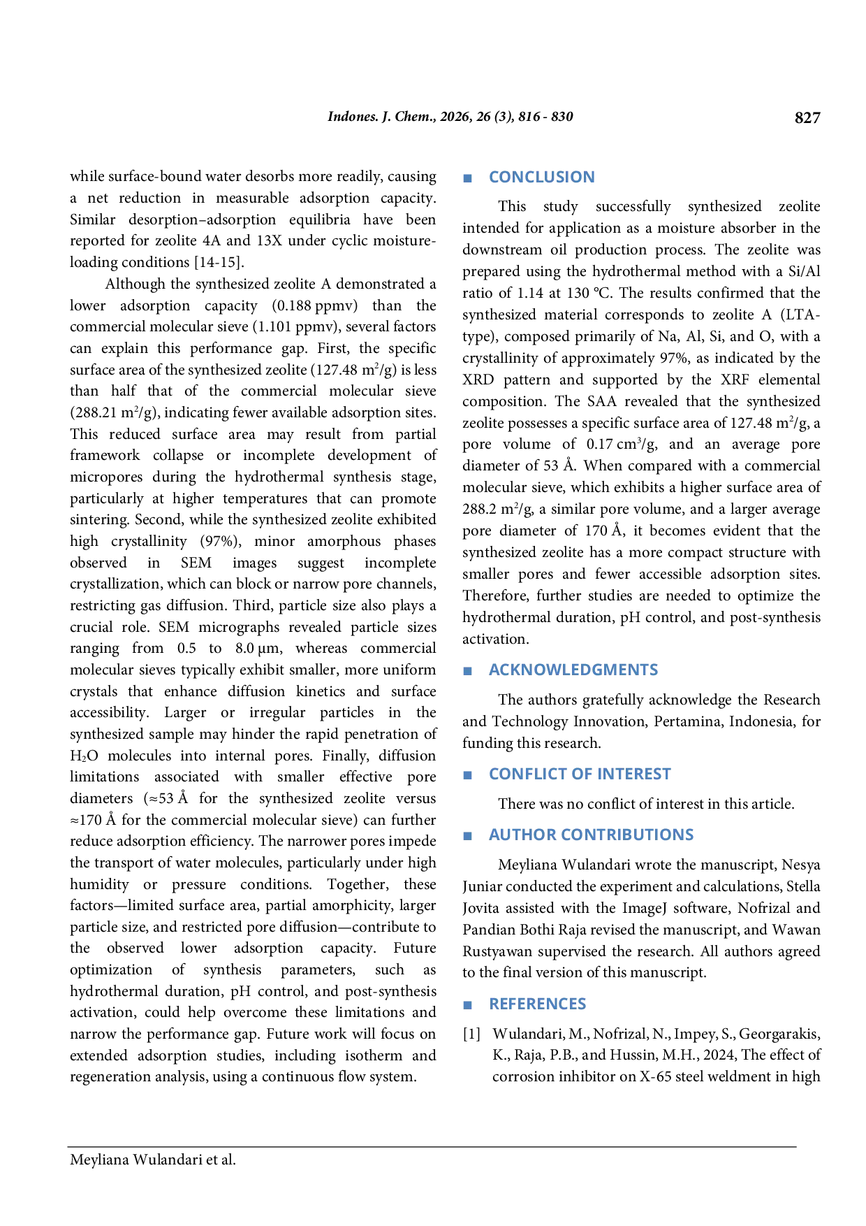 JURIS Sustainable Hydrothermal Synthesis Of Zeolite A As An Alternative To Commercial Molecular Sieves For Moisture Adsorption In Oil And Gas Processing