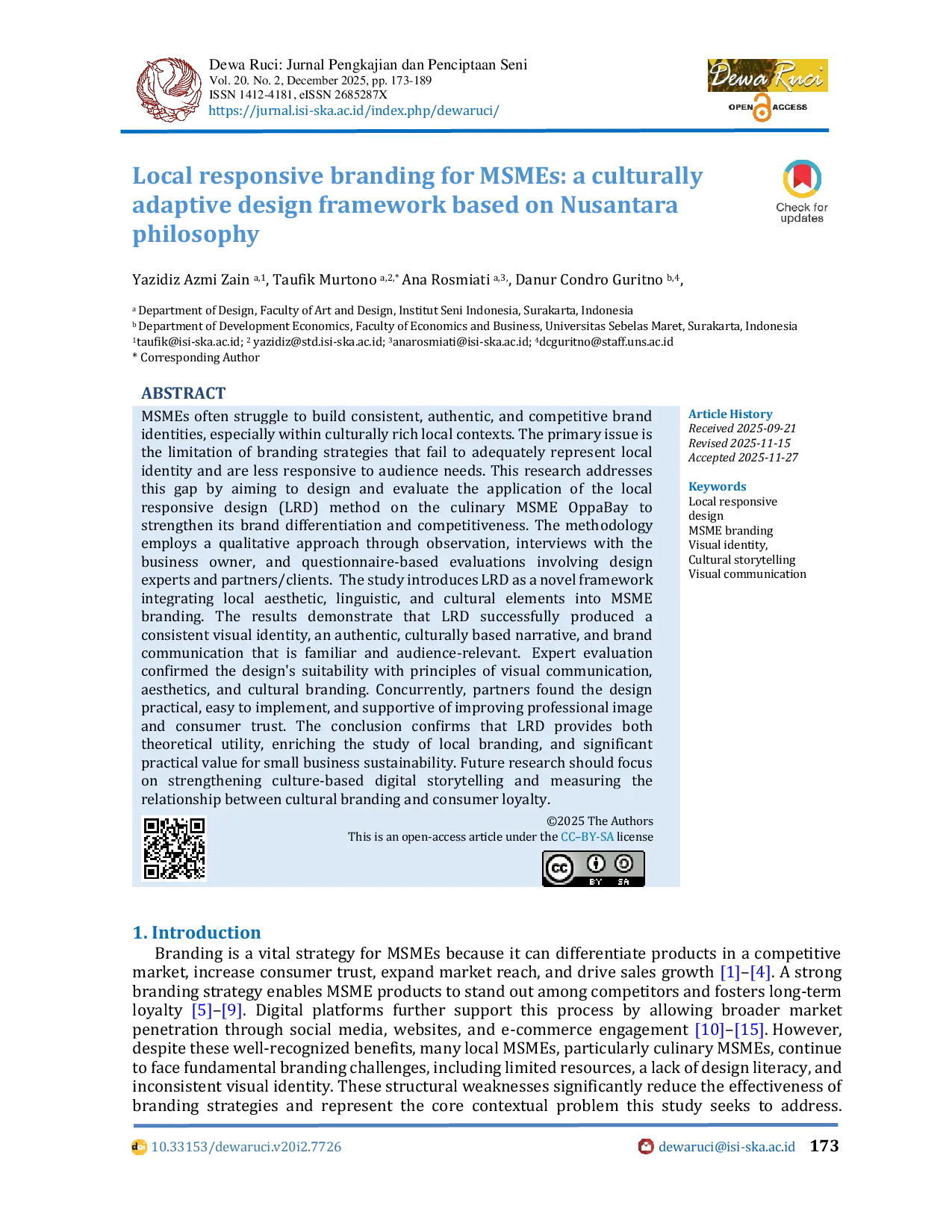 JURIS Local responsive branding for MSMEs a culturally adaptive design framework based on Nusantara philosophy