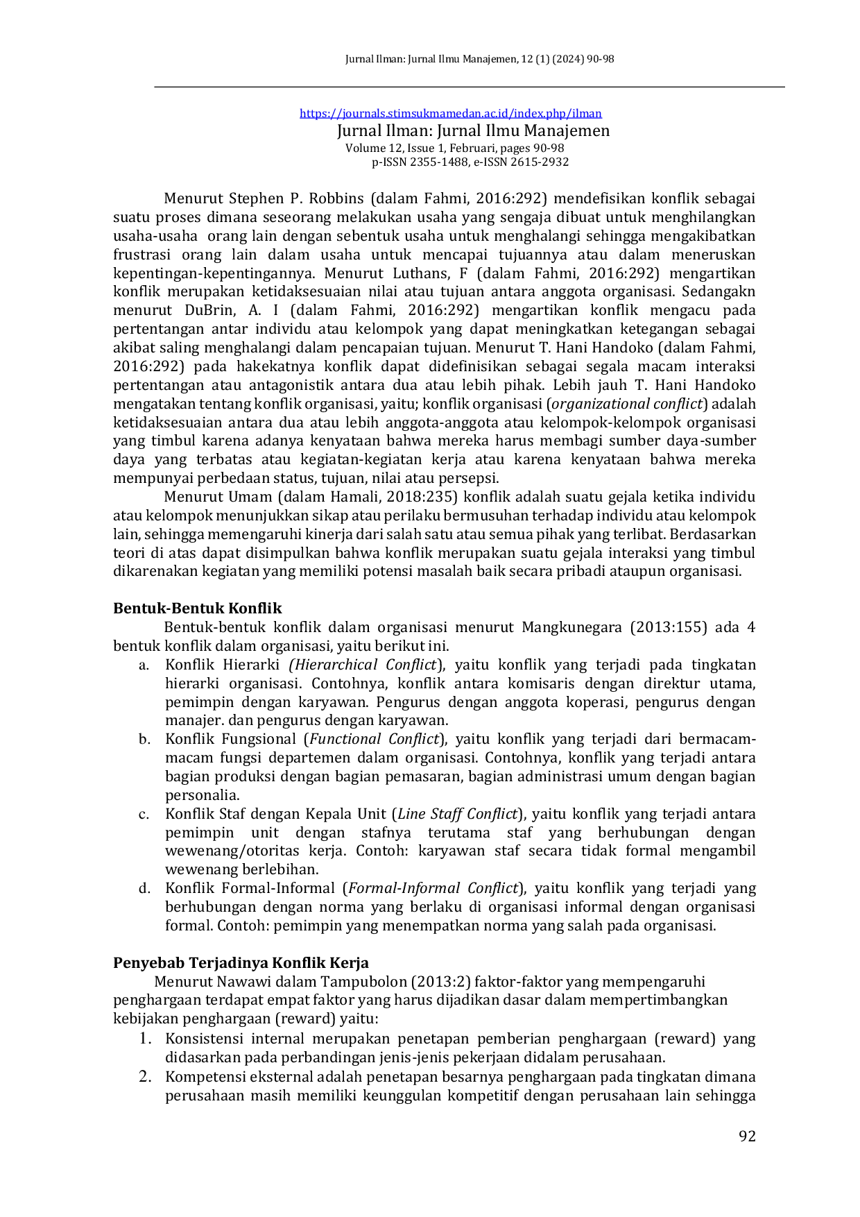 JURIS Pengaruh Konflik Dan Pemutusan Hubungan Kerja Terhadap Semangat Kerja Karyawan Di PT ISS Indonesia Cabang Medan