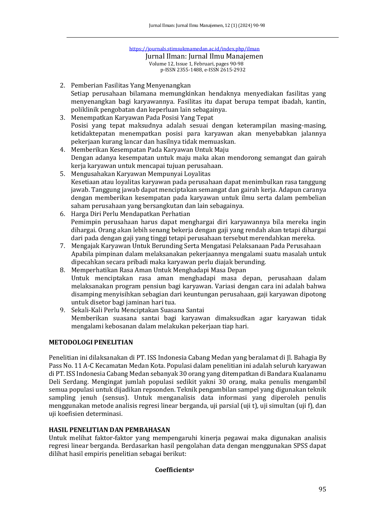 JURIS Pengaruh Konflik Dan Pemutusan Hubungan Kerja Terhadap Semangat Kerja Karyawan Di PT ISS Indonesia Cabang Medan