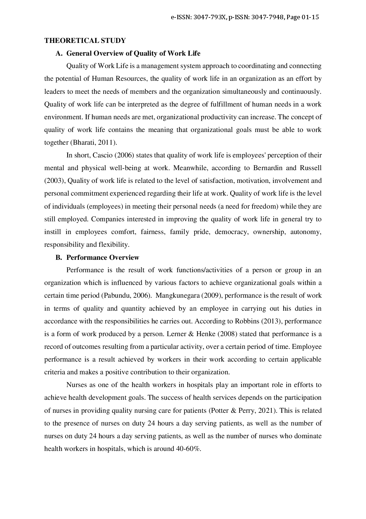 juris The Influence Of Quality Of Work Life On The Performance Of Nurses At Majene Regency General Hospital