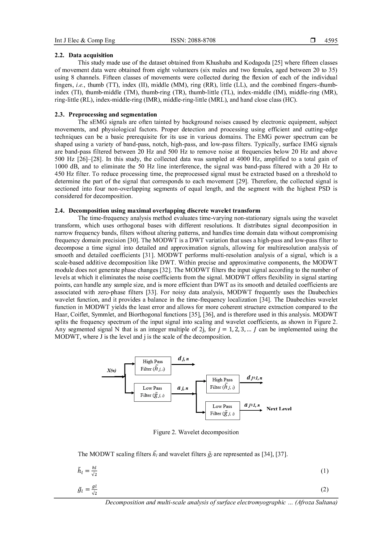 JURIS Decomposition and multi scale analysis of surface electromyographic signal for finger movements