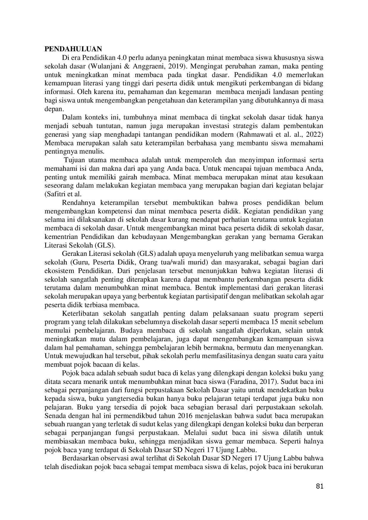 juris Peranan Pojok Baca Dalam Menumbuhkan Minat Baca Siswa Sekolah Dasar