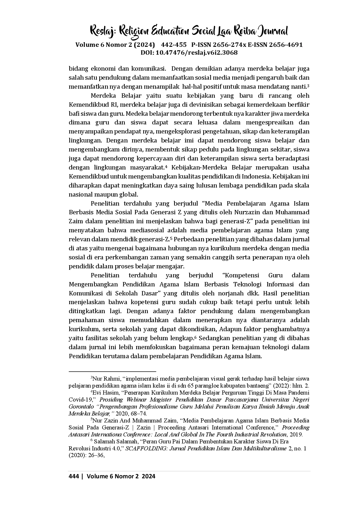 juris Implementasi Pendidikan Islam Merdeka Belajar Berbasis Media Sosial