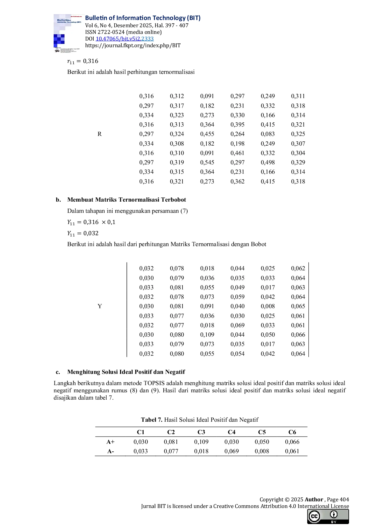 JURIS Perbandingan Metode ARAS dan TOPSIS untuk Menentukan Siswa Penerima Beasiswa Berprestasi