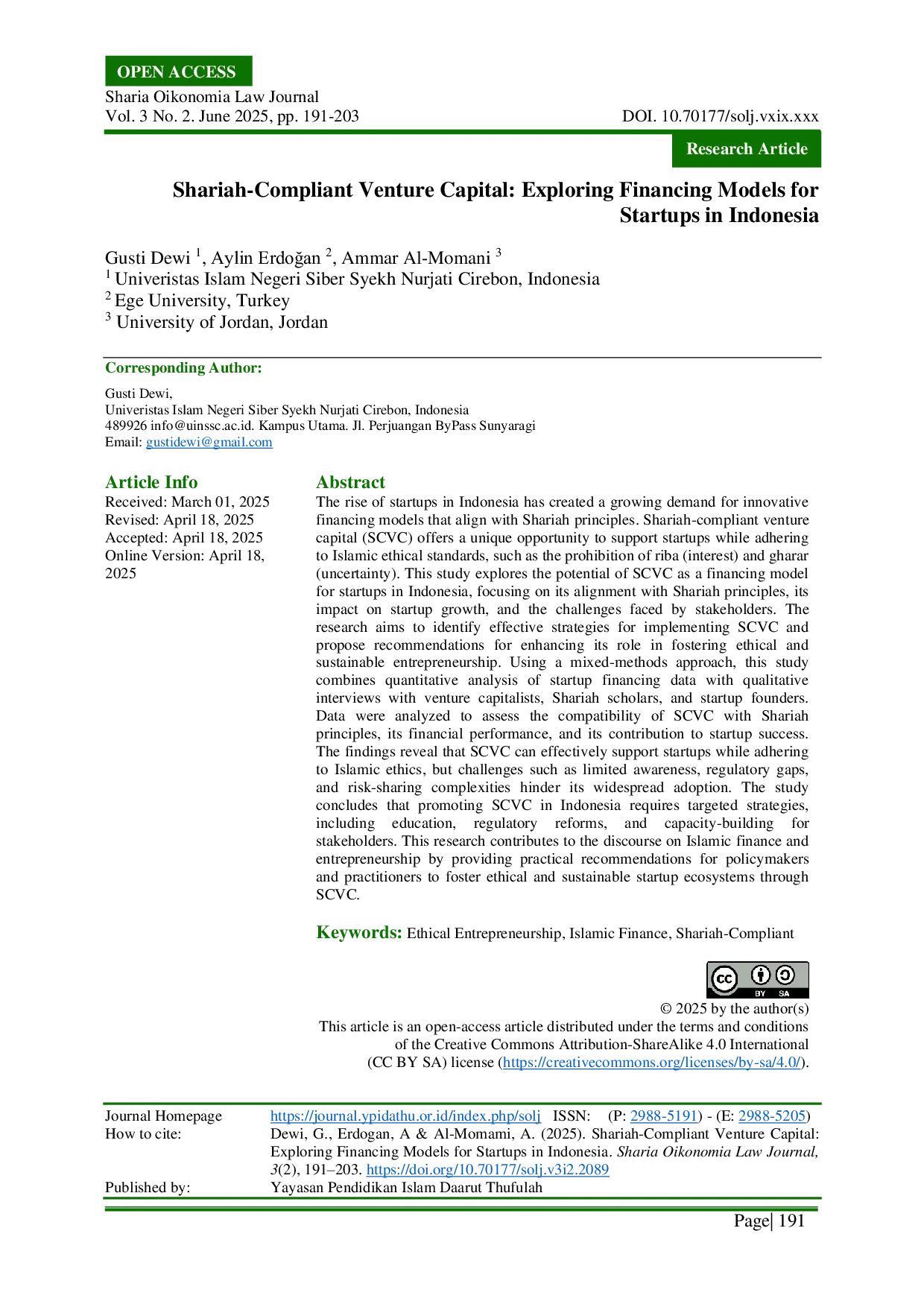 JURIS Shariah Compliant Venture Capital Exploring Financing Models for Startups in Indonesia