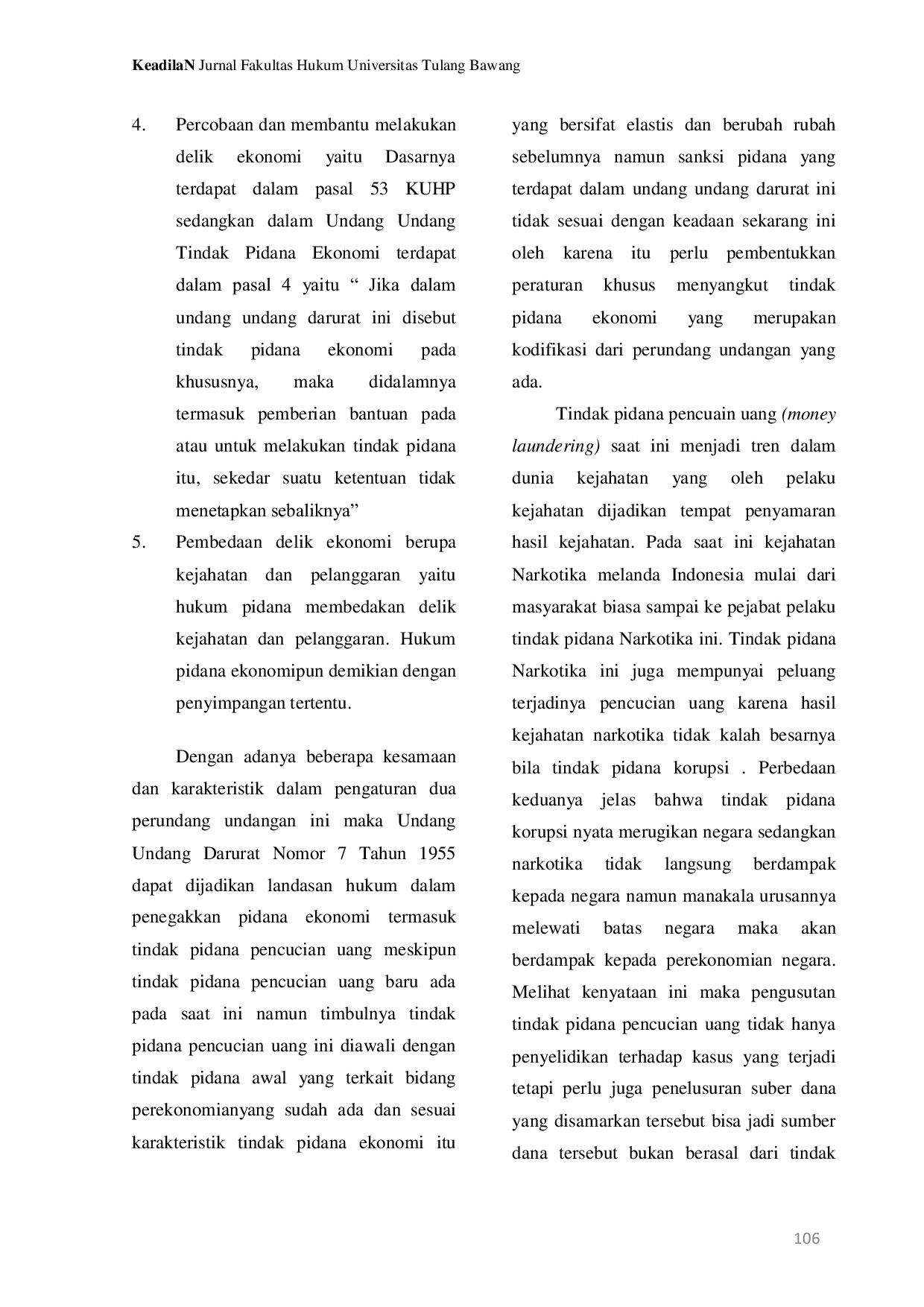 JURIS Kajian Hukum Tindak Pidana Pencucian Uang Dari Aspek Tindak Pidana Ekonomi