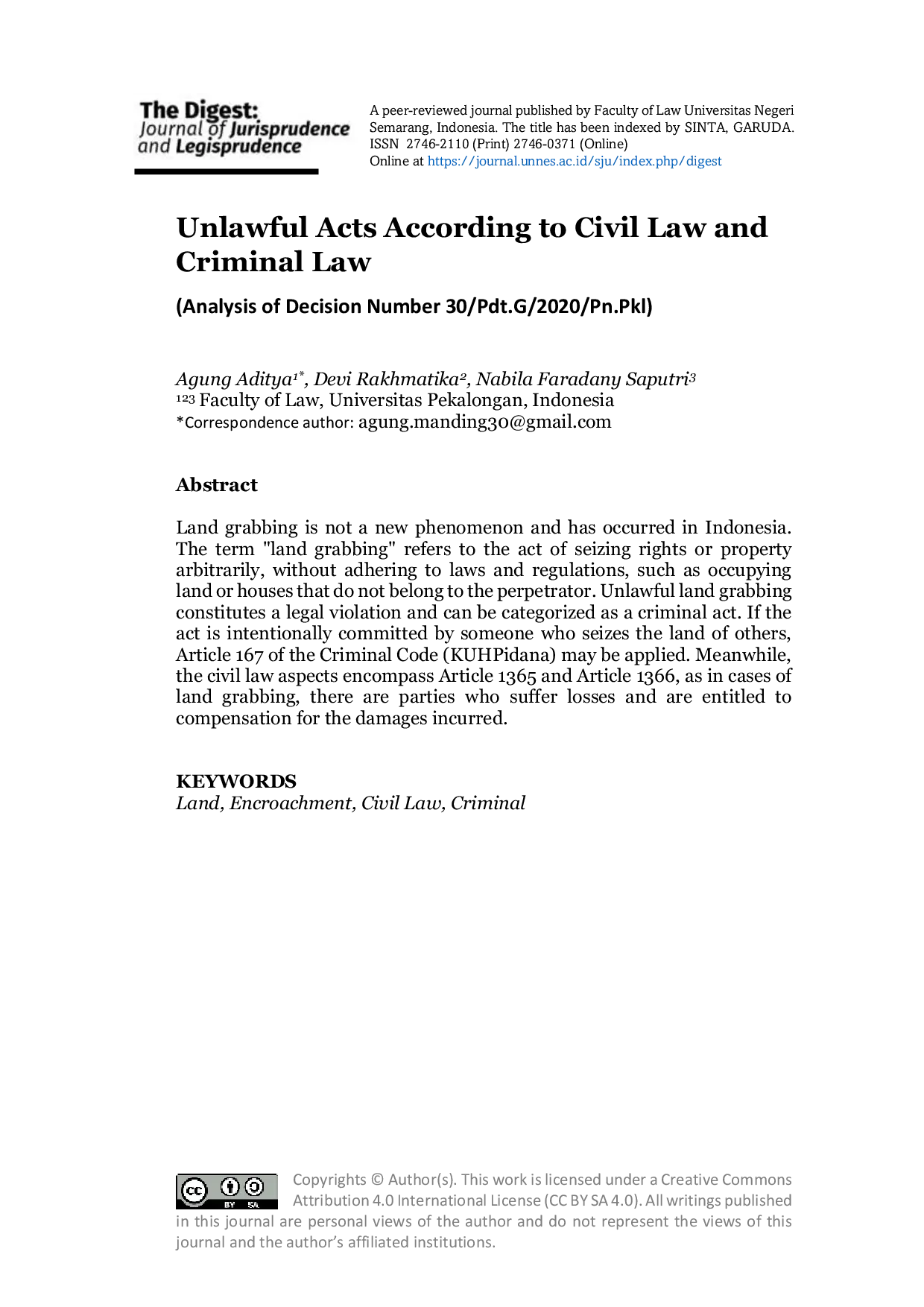 JURIS Unlawful Acts According to Civil Law and Criminal Law