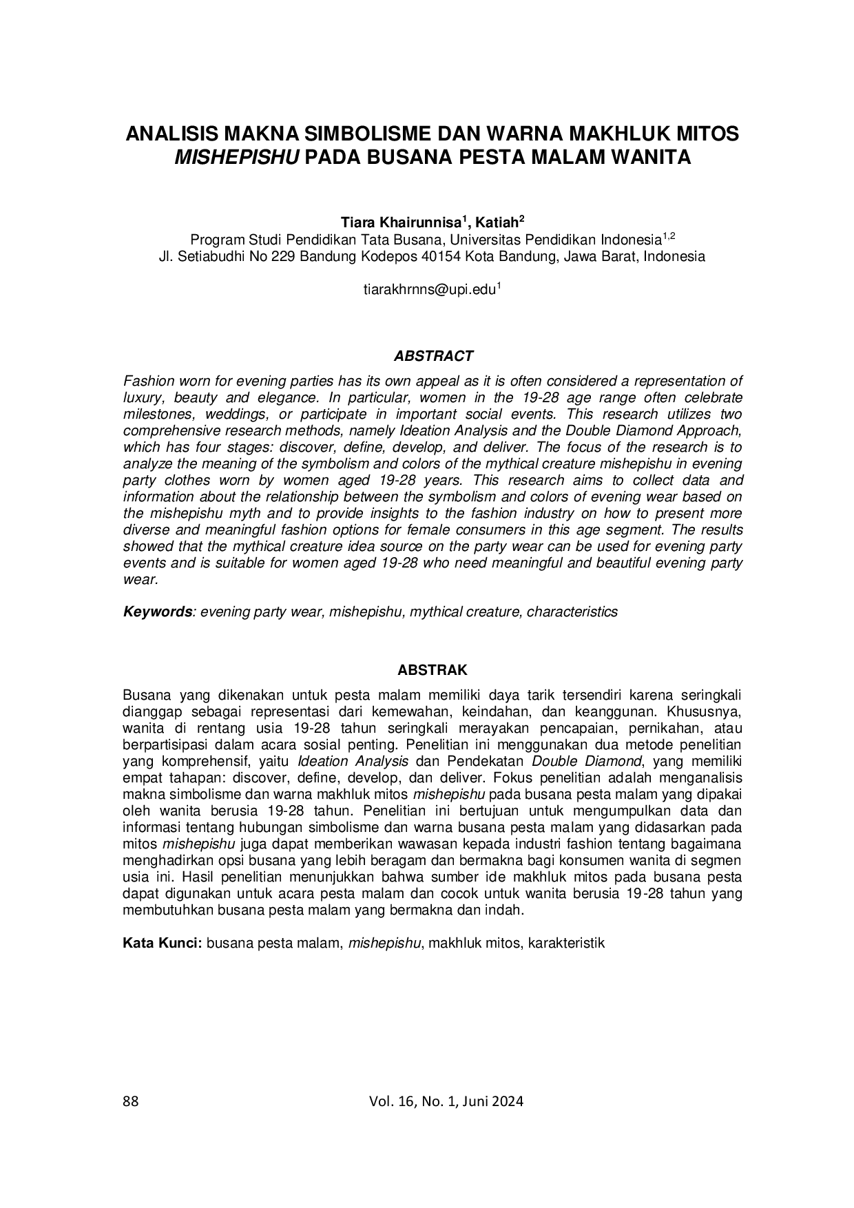 JURIS Analisis Makna Simbolisme Dan Warna Makhluk Mitos Mishepishu Pada Busana Pesta Malam Wanita