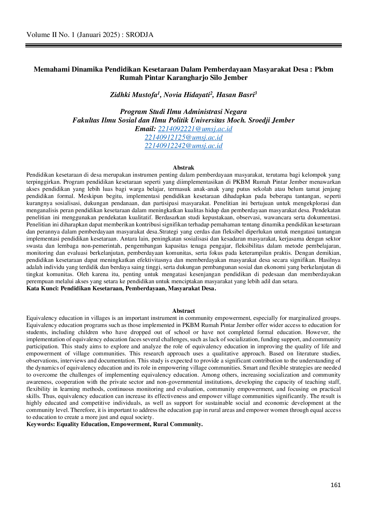 JURIS Direktorat pendidikan kesetaraan MEMAHAMI DINAMIKA PENDIDIKAN KESETARAAN DALAM PEMBERDAYAAN MASYARAKAT DESA PKBM RUMAH PINTAR KARANGHARJO SILO JEMBER