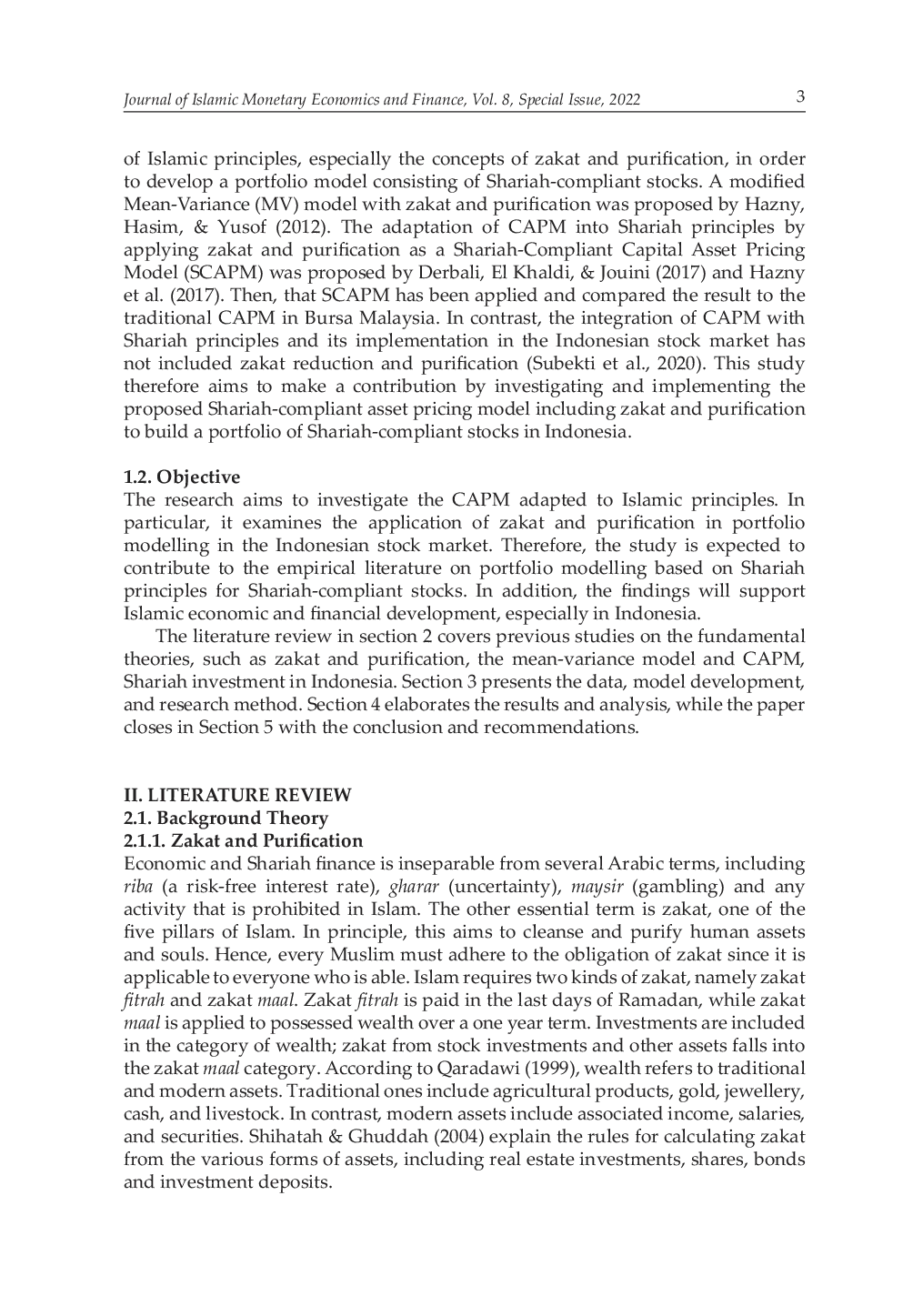 JURIS Can Zakat and Purification Be Employed in Portfolio Modelling