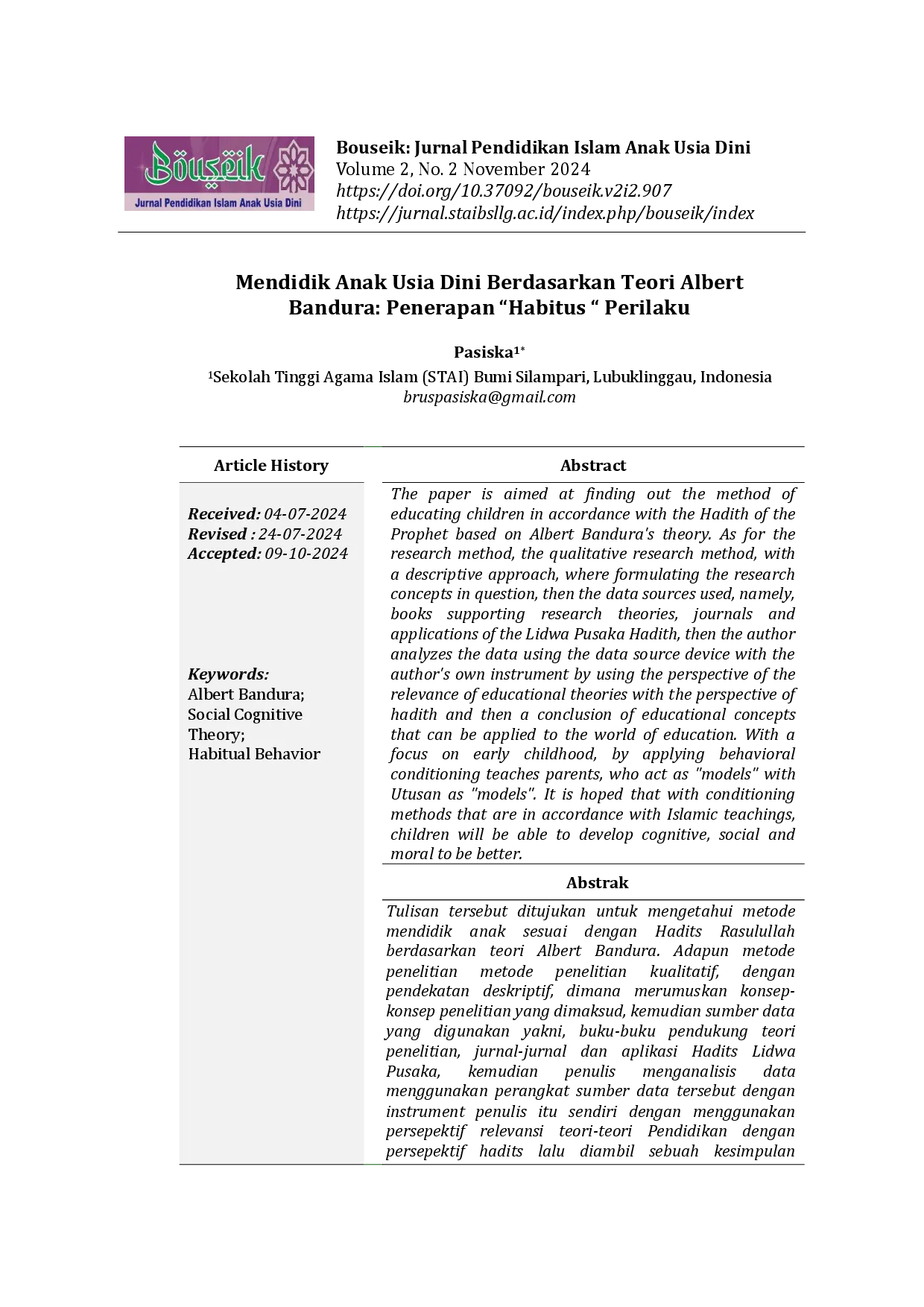 juris Mendidik Anak Usia Dini Berdasarkan Teori Albert Bandura Penerapan Habitus Perilaku