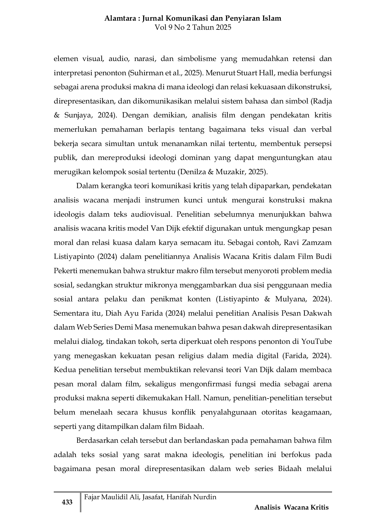 JURIS Analisis Wacana Kritis Van Dijk terhadap Pesan Moral dalam Web Series Bidaah