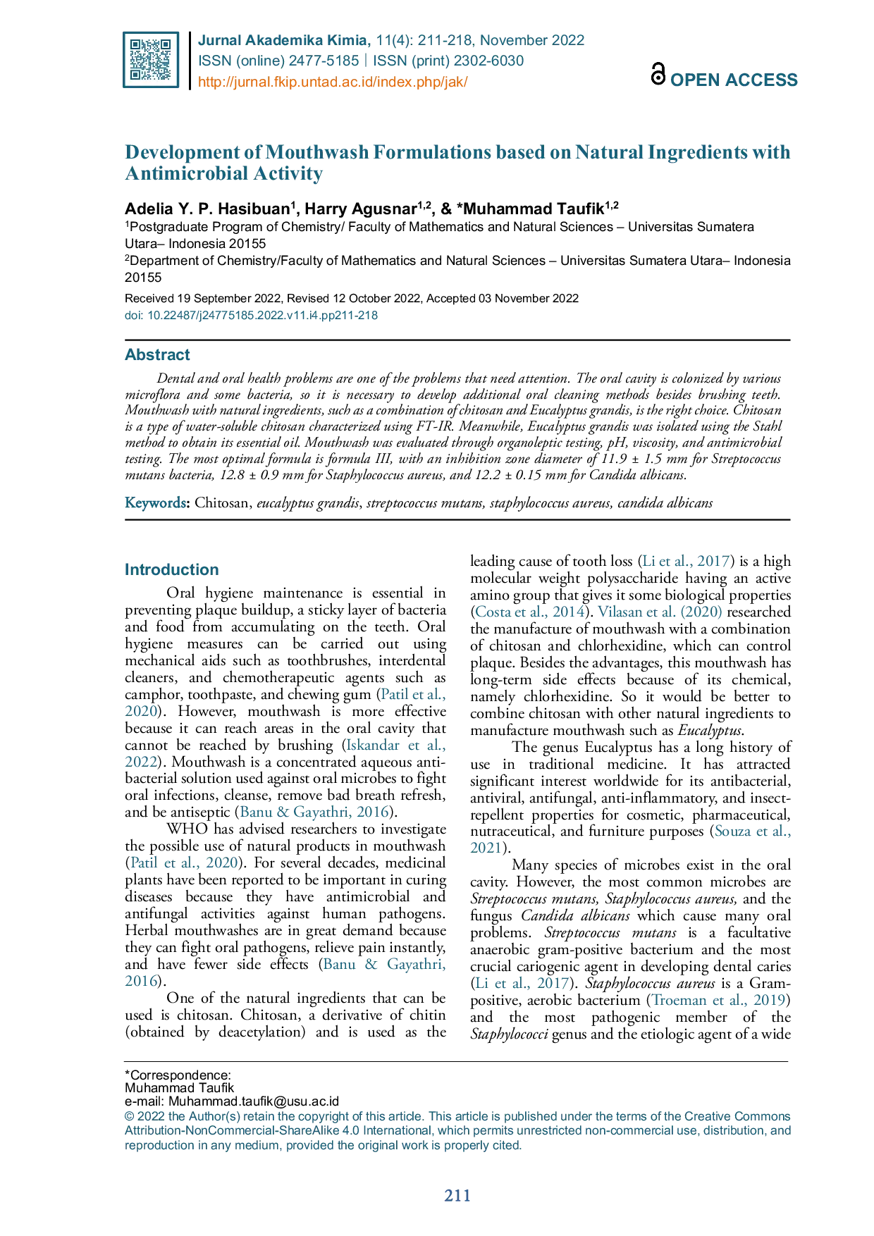 JURIS Development Of Mouthwash Formulations Based On Natural Ingredients With Antimicrobial Activity