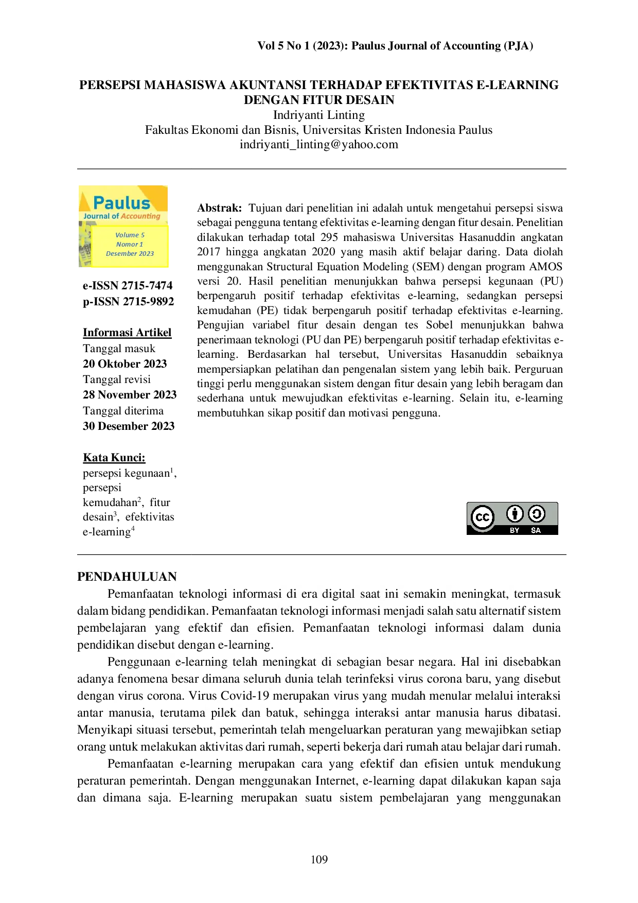 juris Persepsi Mahasiswa Akuntansi Terhadap Efektivitas E Learning Dengan Fitur Desain