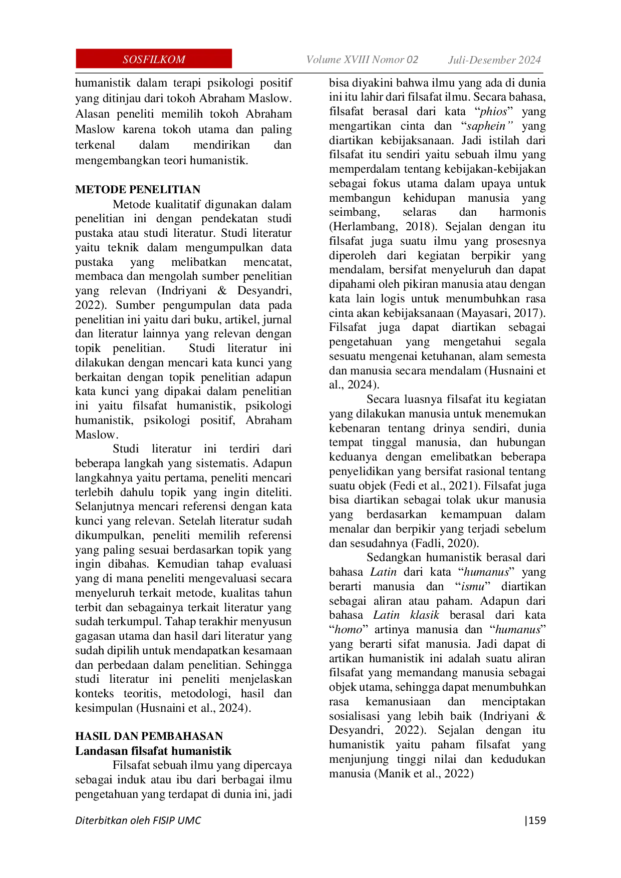 JURIS Integrasi Filsafat Humanistik Dalam Terapi Psikologi Positif Ditinjau Dari Tokoh Abraham Maslow