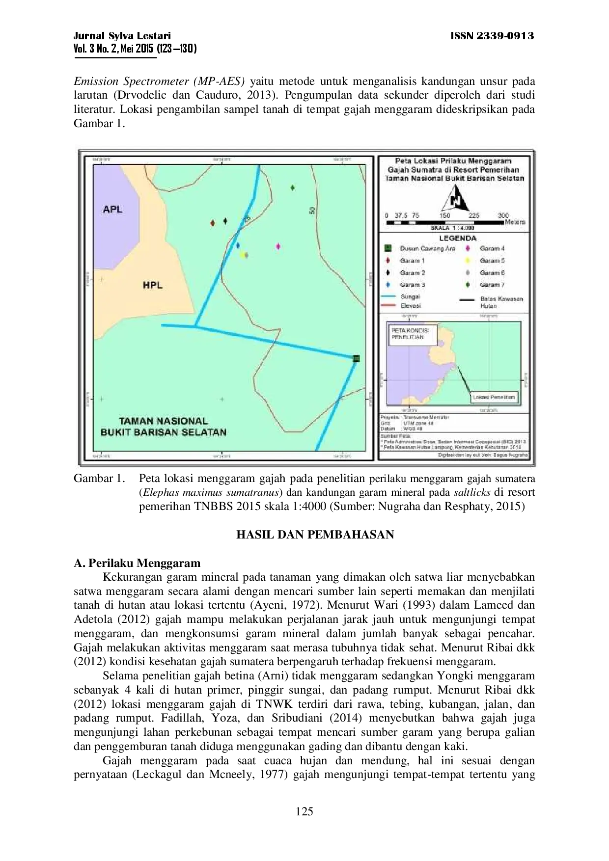 juris Perilaku Menggaram Gajah Sumatera Elephas Maximus Sumatranus Dan Kandungan Garam Mineral Pada Saltlicks Di Resort Pemerihan Taman Nasional Bukit Barisan Selatan
