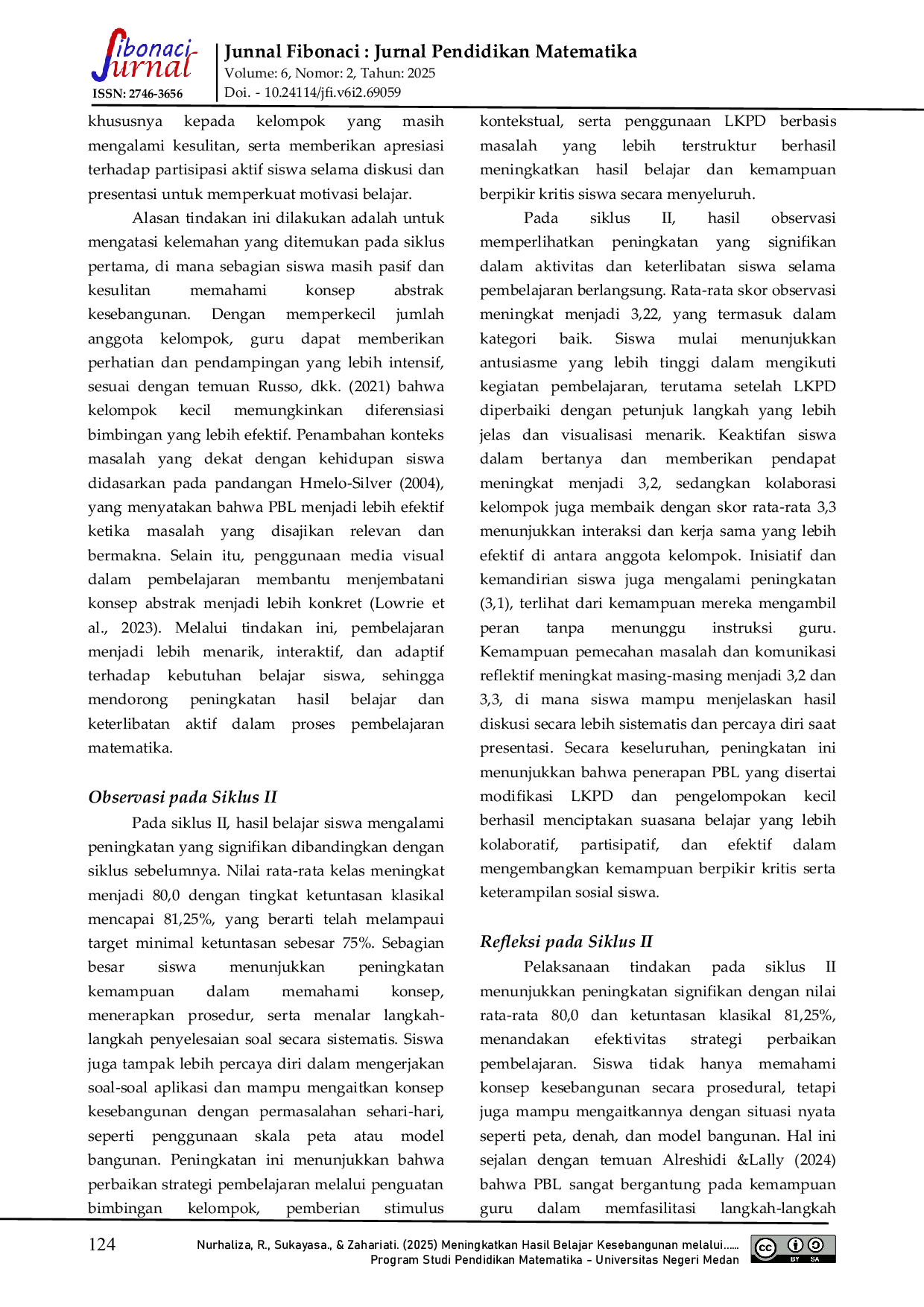 JURIS Meningkatkan Hasil Belajar Kesebangunan melalui Pembelajaran Berbasis Masalah Refleksi Penelitian Tindakan Kelas di SMP Negeri 15 Palu