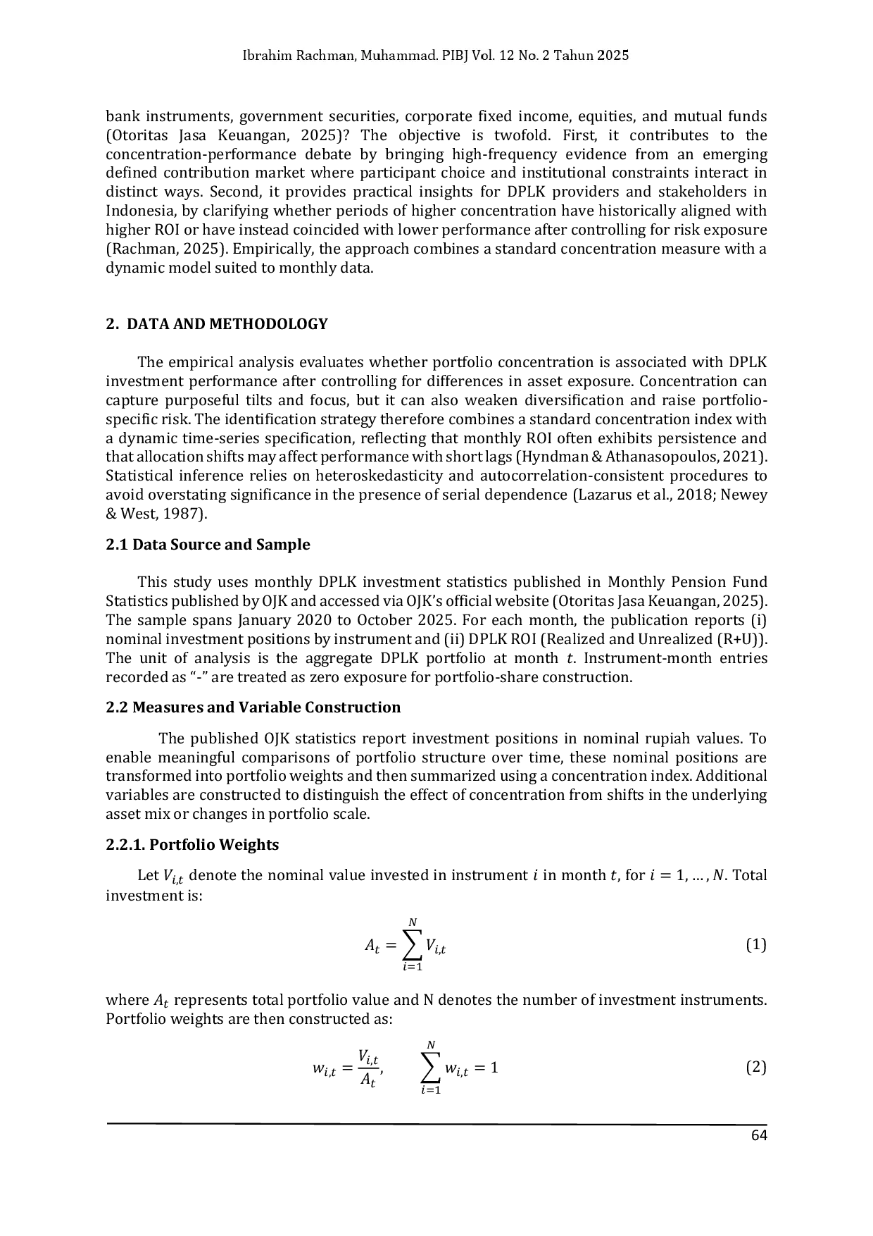 JURIS Does Portfolio Concentration Matter Evidence from Participant Driven Pension Funds in Indonesia