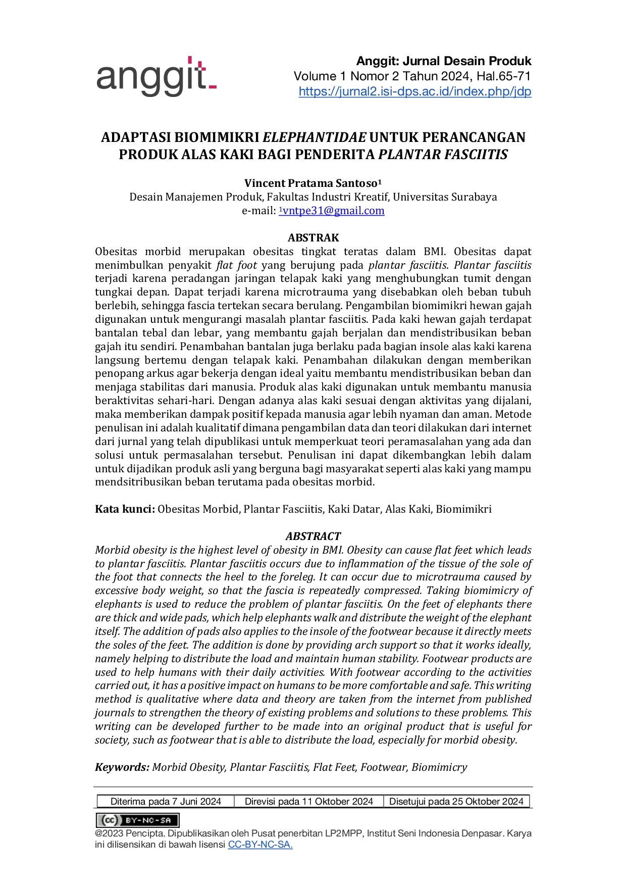 JURIS Adaptasi Biomimikri Elephantidae untuk Perancangan Produk Alas Kaki Bagi Penderita Plantar Fasciitis