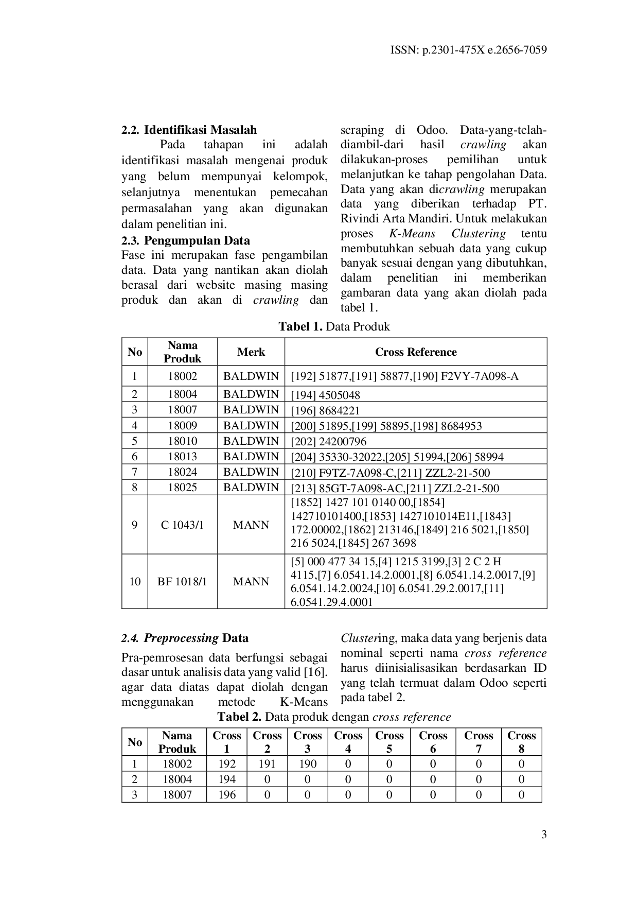 JURIS Crawling Engine Pada Website Mann Baldwin Fleetguard Dan Pengelompokan Produk Menggunakan K Means