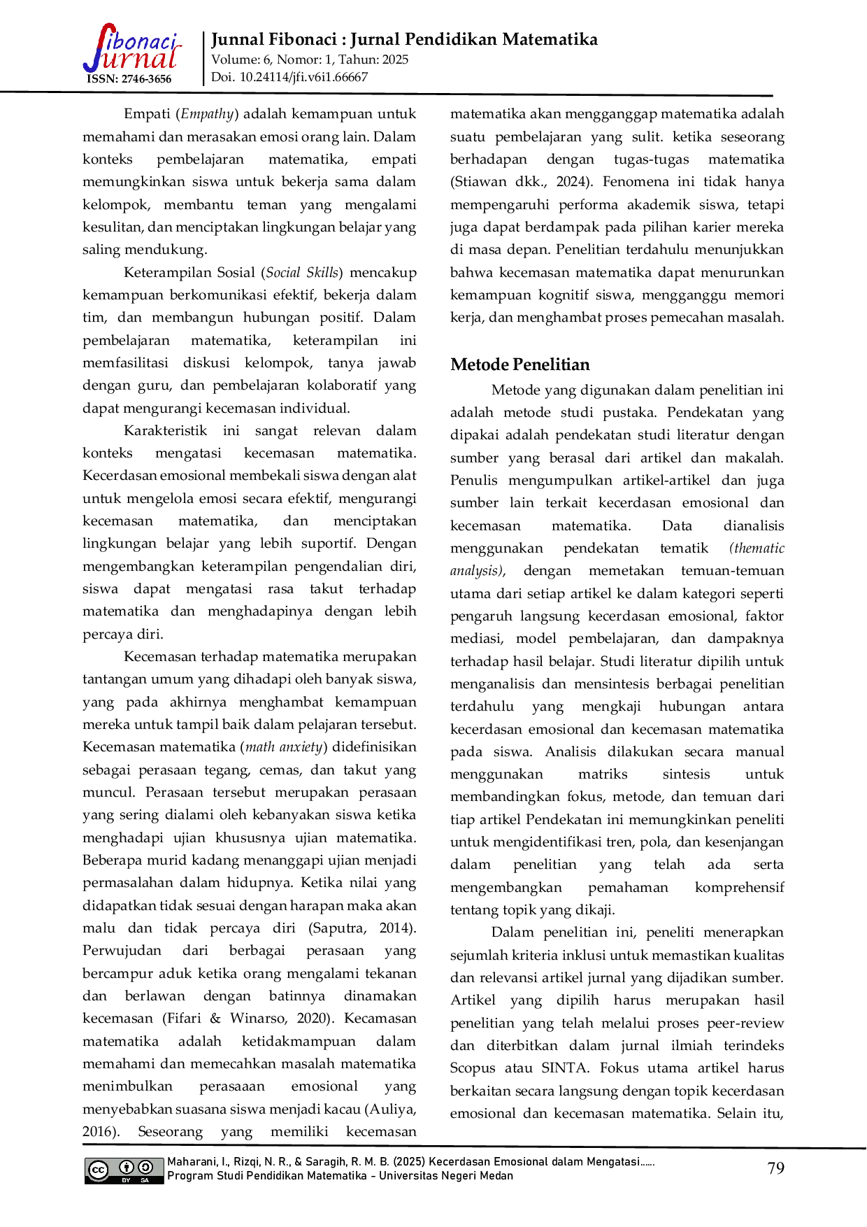 JURIS Kecerdasan Emosional dalam Mengatasi Kecemasan Matematika pada Siswa