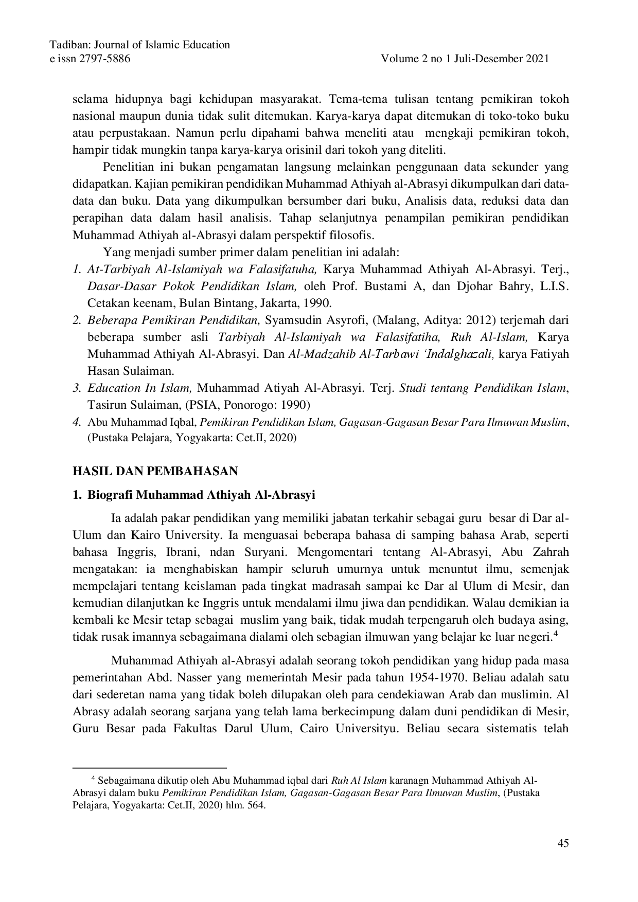 juris Pemikiran Pendidikan Muhammad Athiyah Al Abrasyi