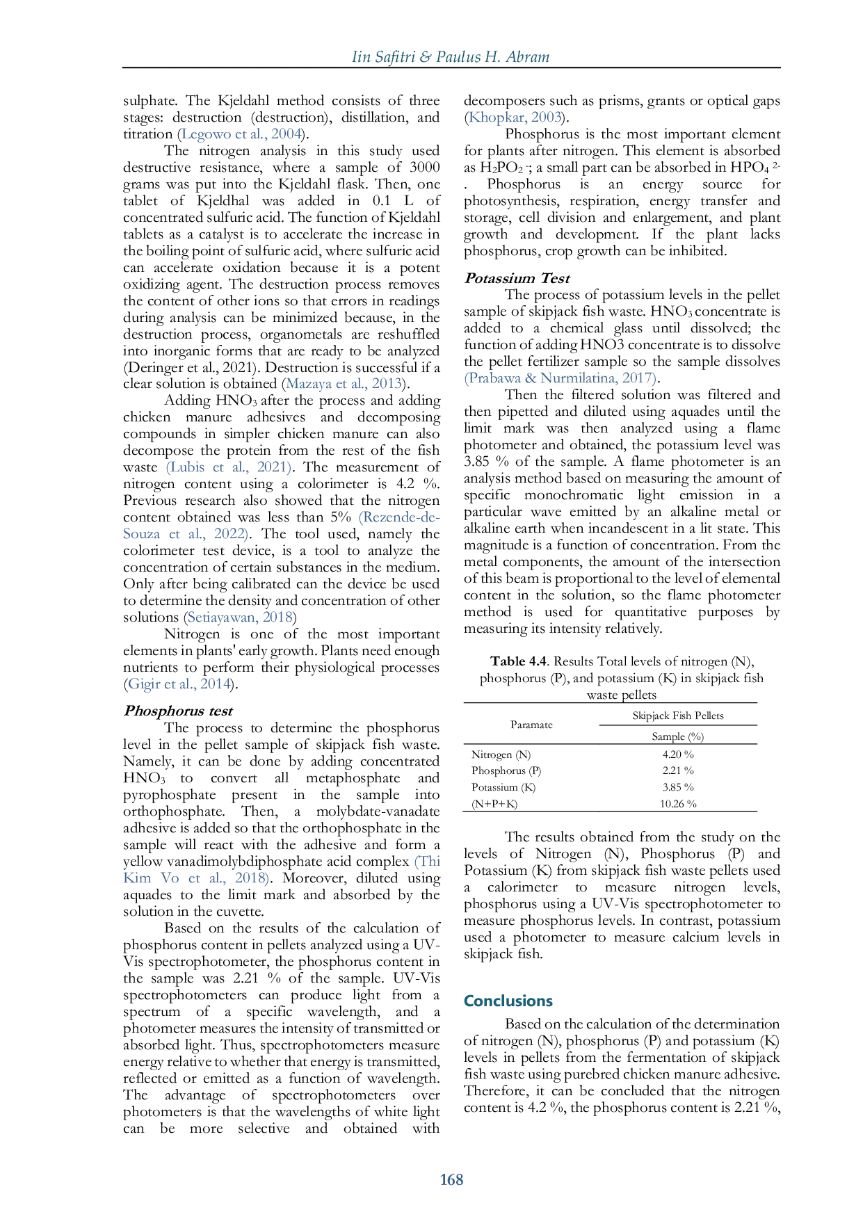 JURIS Penentuan Kadar Nitrogen N Fosfor P dan Kalium K pada Pelet dari Limbah Ikan Cakalang Katsuwonus pelamis Terfermentasi Menggunakan Perekat Kotoran Feses Ayam Broiler
