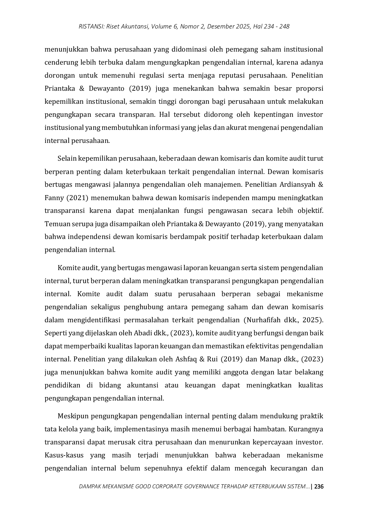 JURIS Dampak Mekanisme Good Corporate Governance Terhadap Keterbukaan Sistem Pengendalian Internal Pada Perusahaan Perbankan