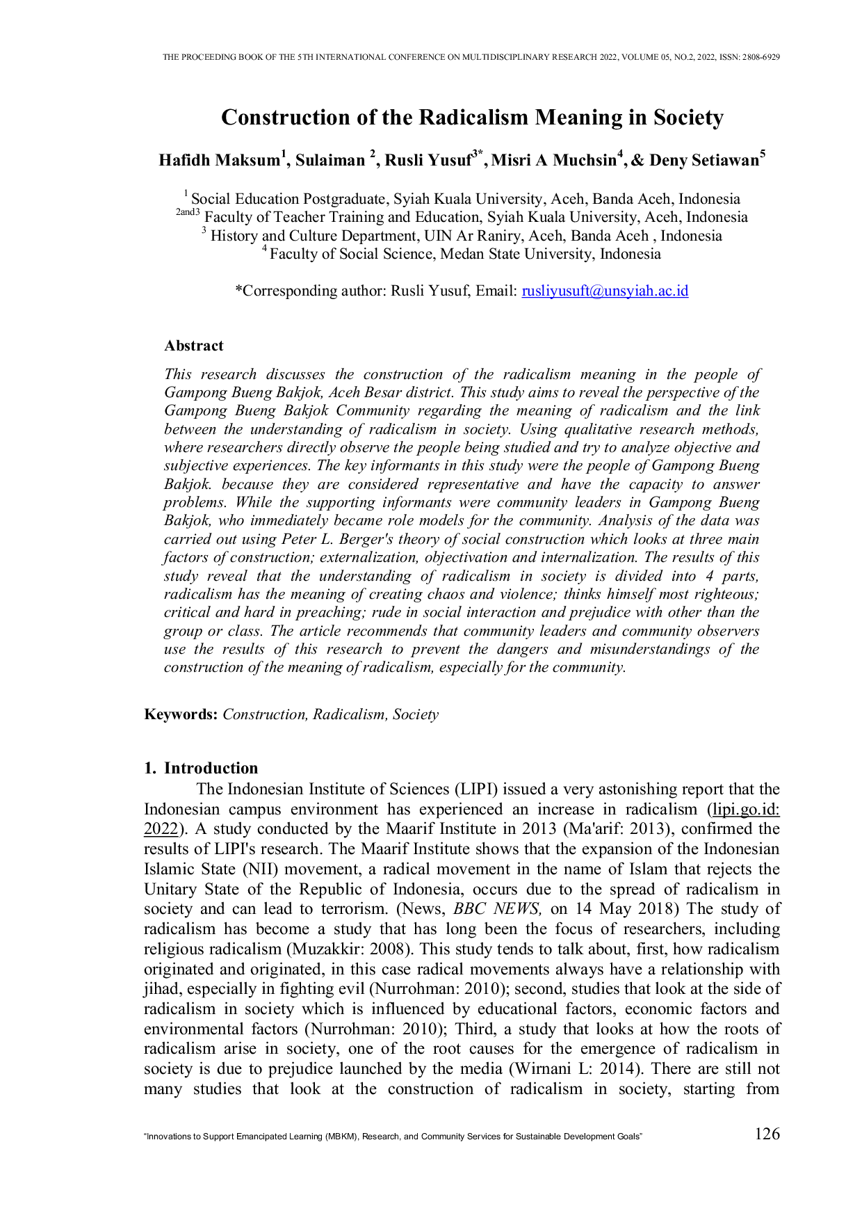 JURIS Construction of the Radicalism Meaning in Society