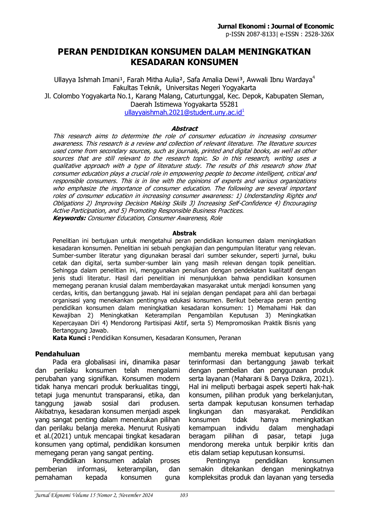 JURIS Peran Pendidikan Konsumen dalam Meningkatkan Kesadaran Konsumen