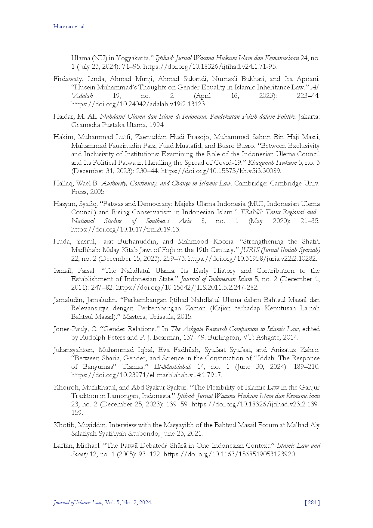 juris Between Adherence to Madhhab and Adaptation to Context FatwAs on Female Leadership in Nahdlatul Ulama Affiliated Islamic Higher Education Institutions