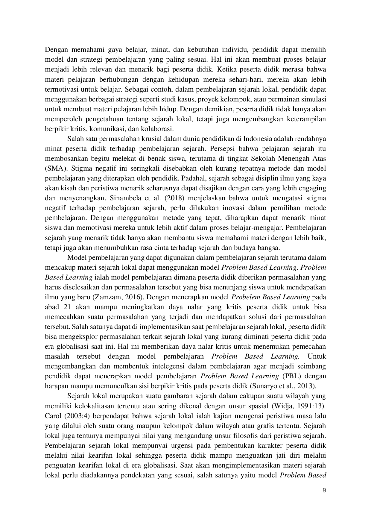 JURIS Implementasi Model Problem Based Learning dalam Pembelajaran Sejarah Lokal untuk Meningkatkan Motivasi Belajar Siswa SMKN 2 Buduran Sidoarjo