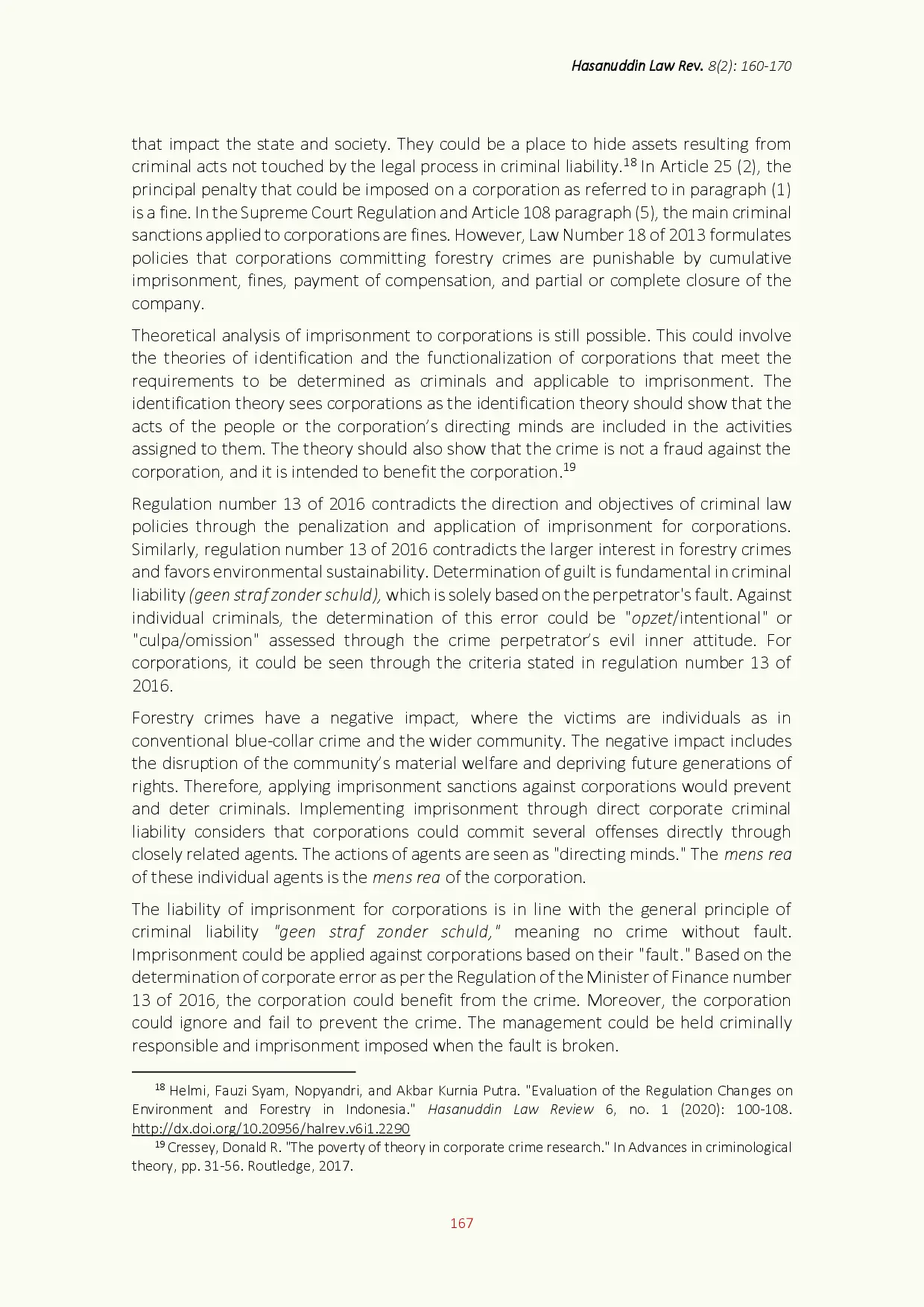 juris Imprisonment as a Criminal Sanction against Corporations in Forestry Crimes How Is It Possible