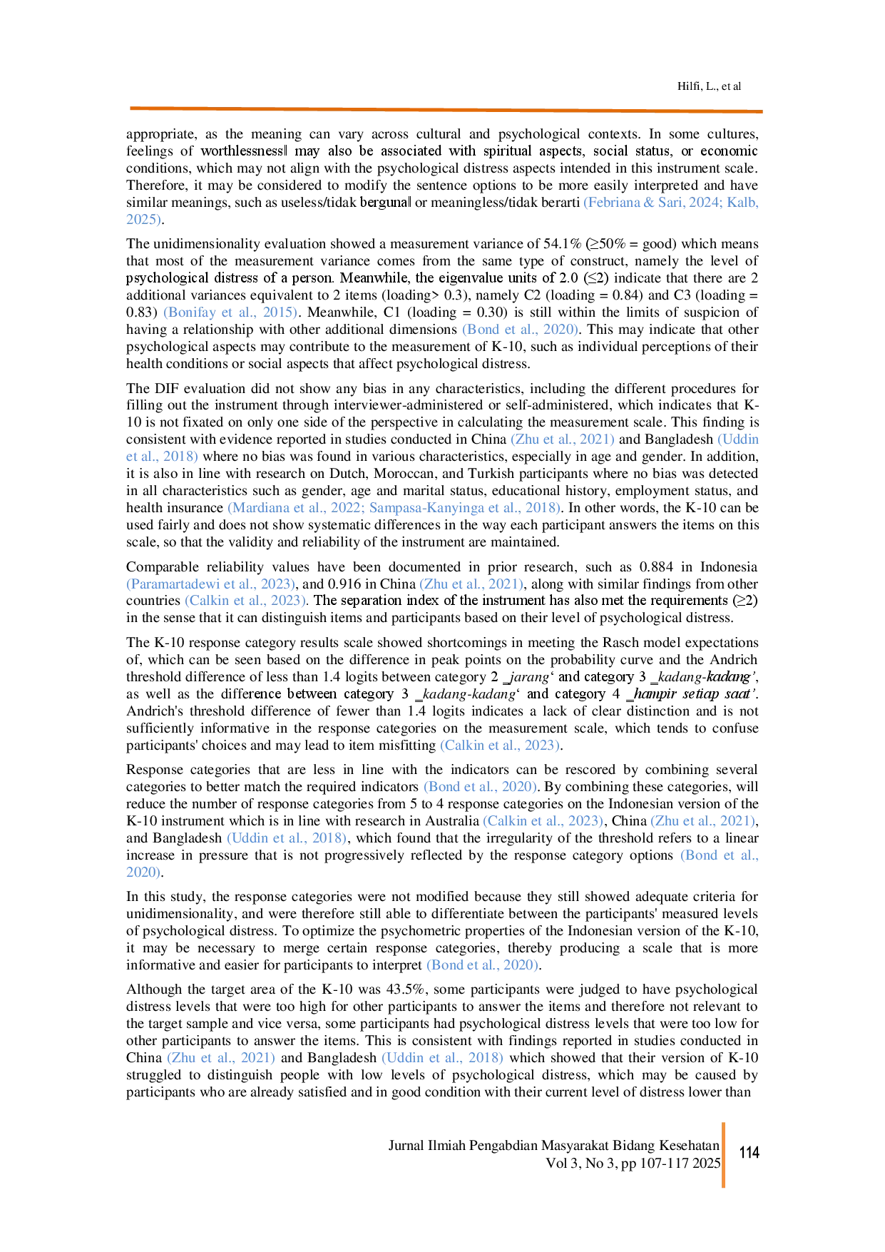 juris Validitas Konstruk Instrumen Kessler Psychological Distress Scale K 10 pada Lansia dengan Disabilitas Analisis Rasch Model