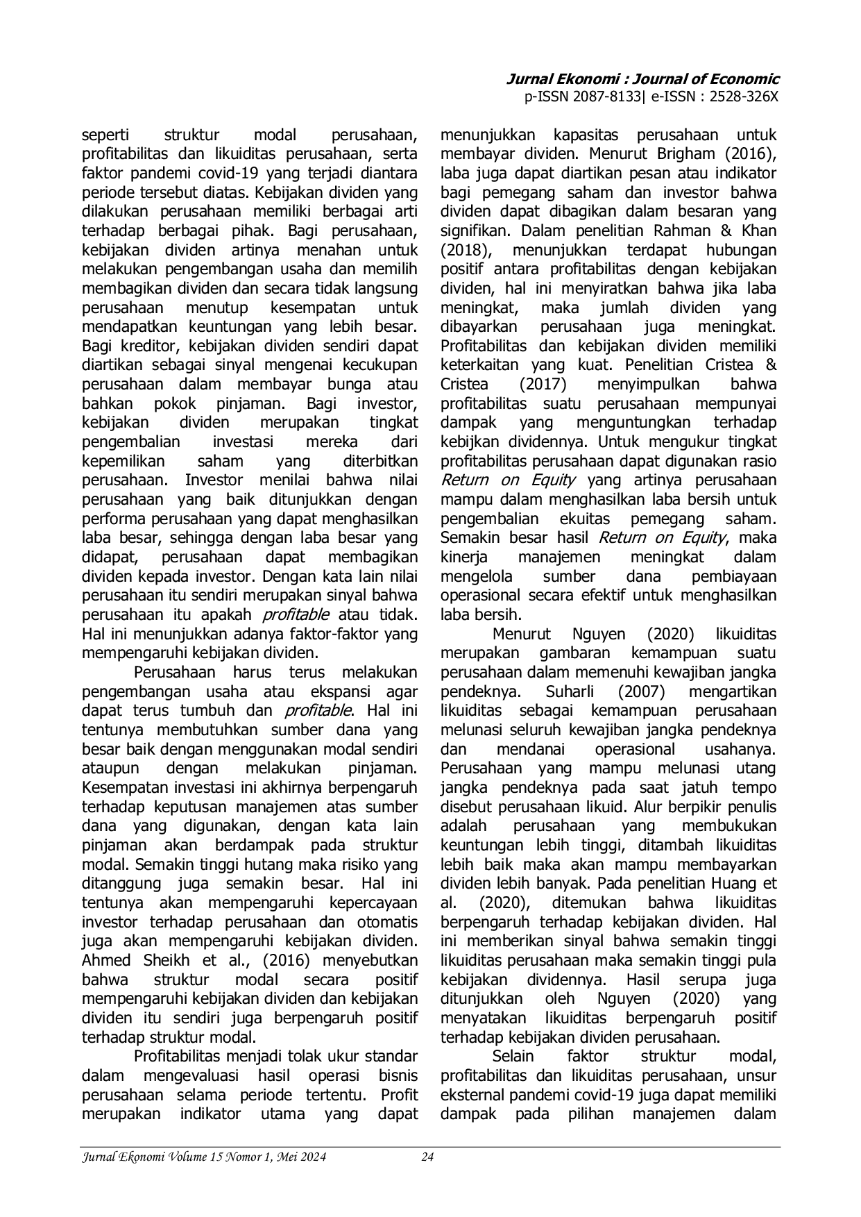 JURIS Determinan Kebijakan Dividen Sebelum dan Selama Masa Pandemi Covid 19