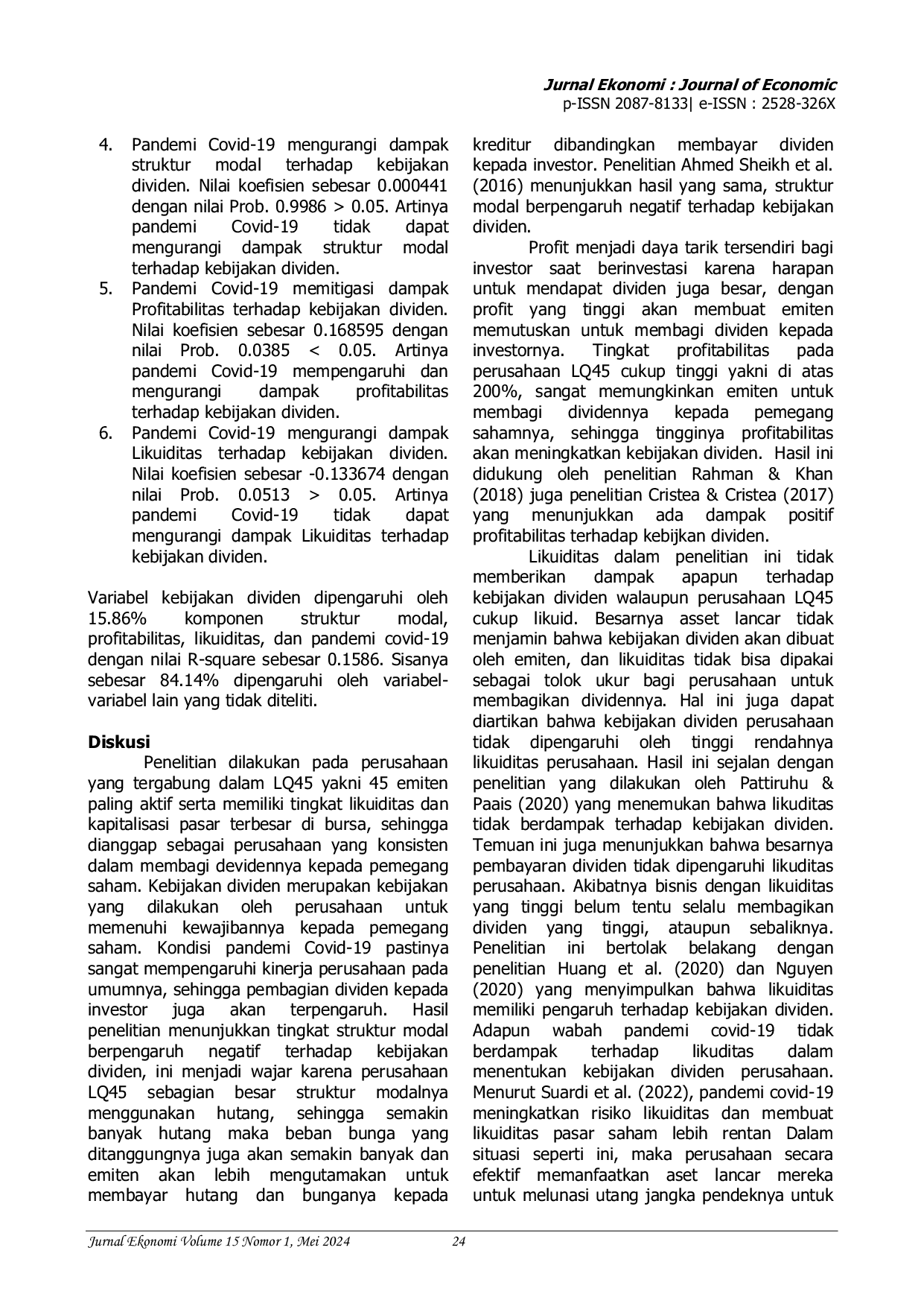 JURIS Determinan Kebijakan Dividen Sebelum dan Selama Masa Pandemi Covid 19