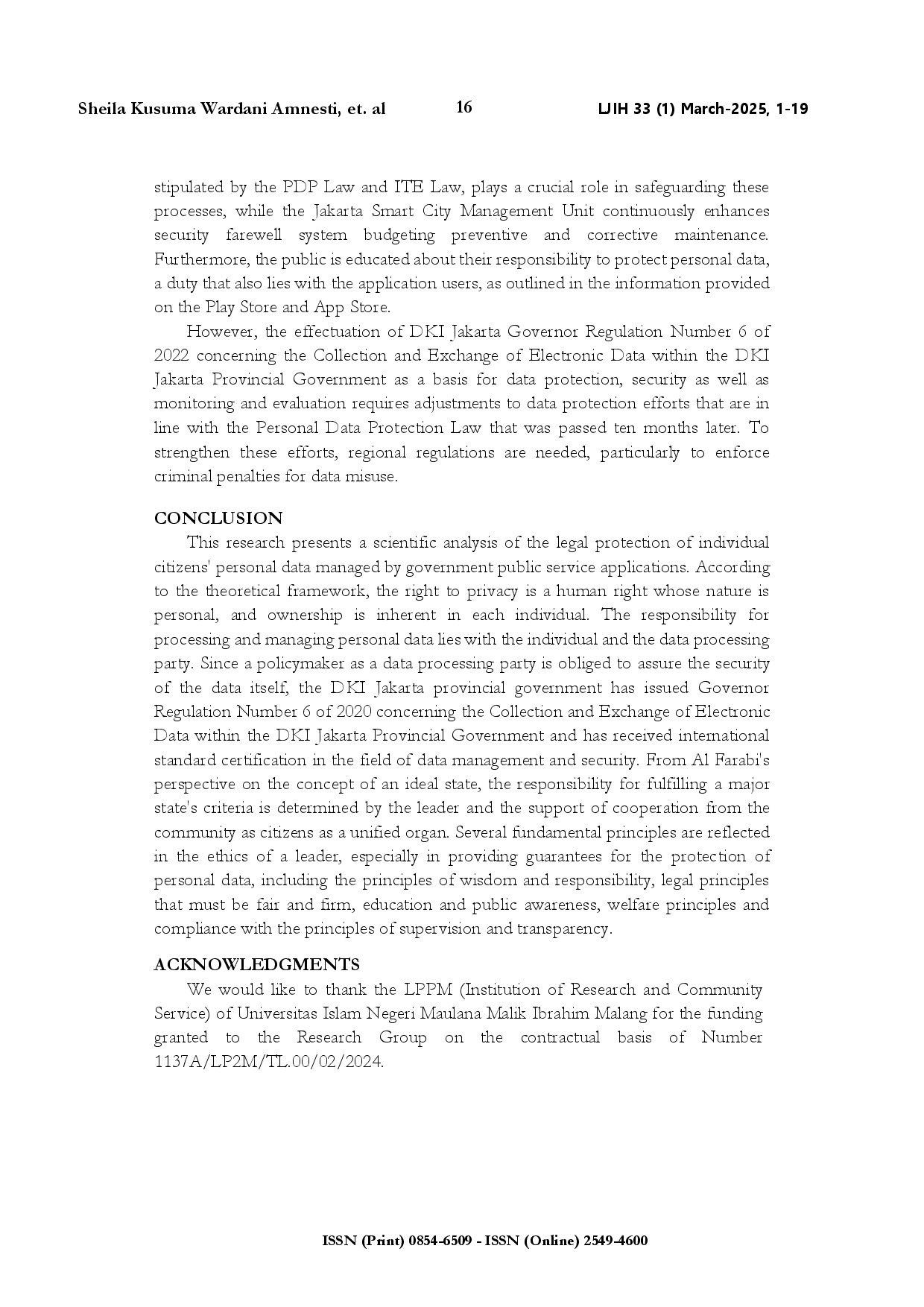 juris - Legal protection of personal data security in Indonesian Local Government apps: Al Farabi's perspective