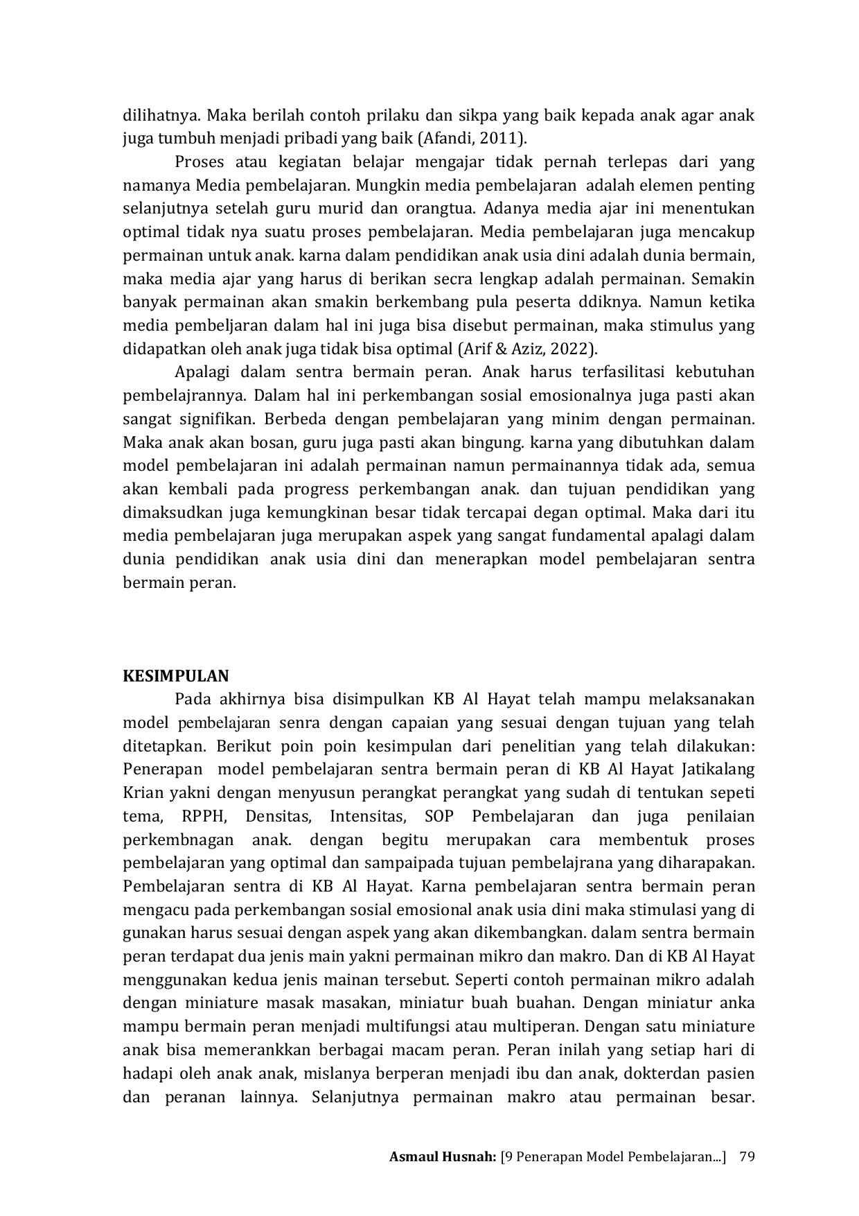 JURIS 9 Penerapan Model Pembelajaran Sentra Bermain Peran Dalam Upaya Meningkatkan Sosial Emosional Anak Usia Dini 4 5 Tahun