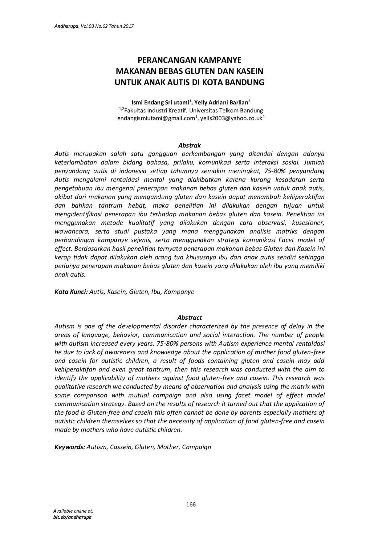 JURIS Perancangan Kampanye Makanan Bebas Gluten Dan Kasein untuk Anak Autis Di Kota Bandung