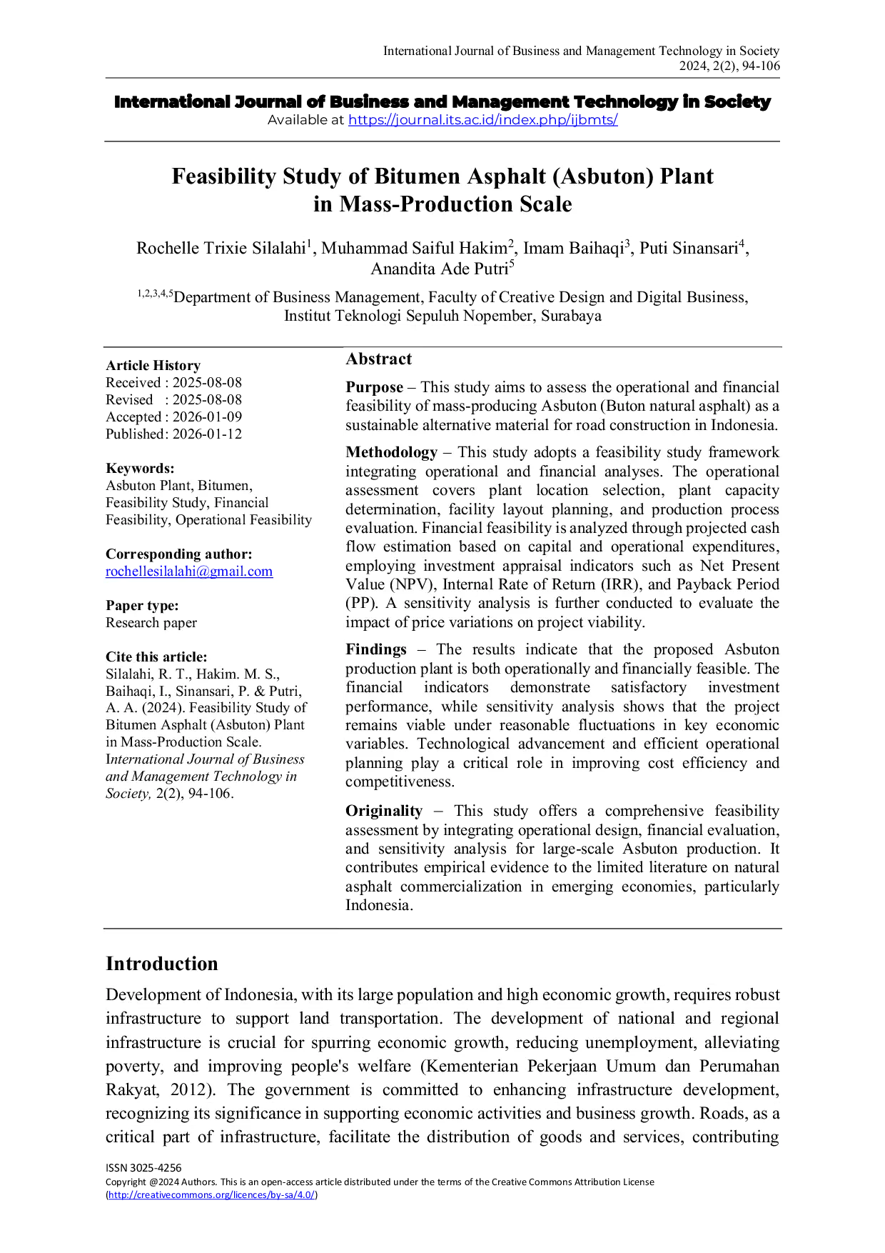 JURIS Feasibility Study of Bitumen Asphalt Asbuton Plant in Mass Production Scale