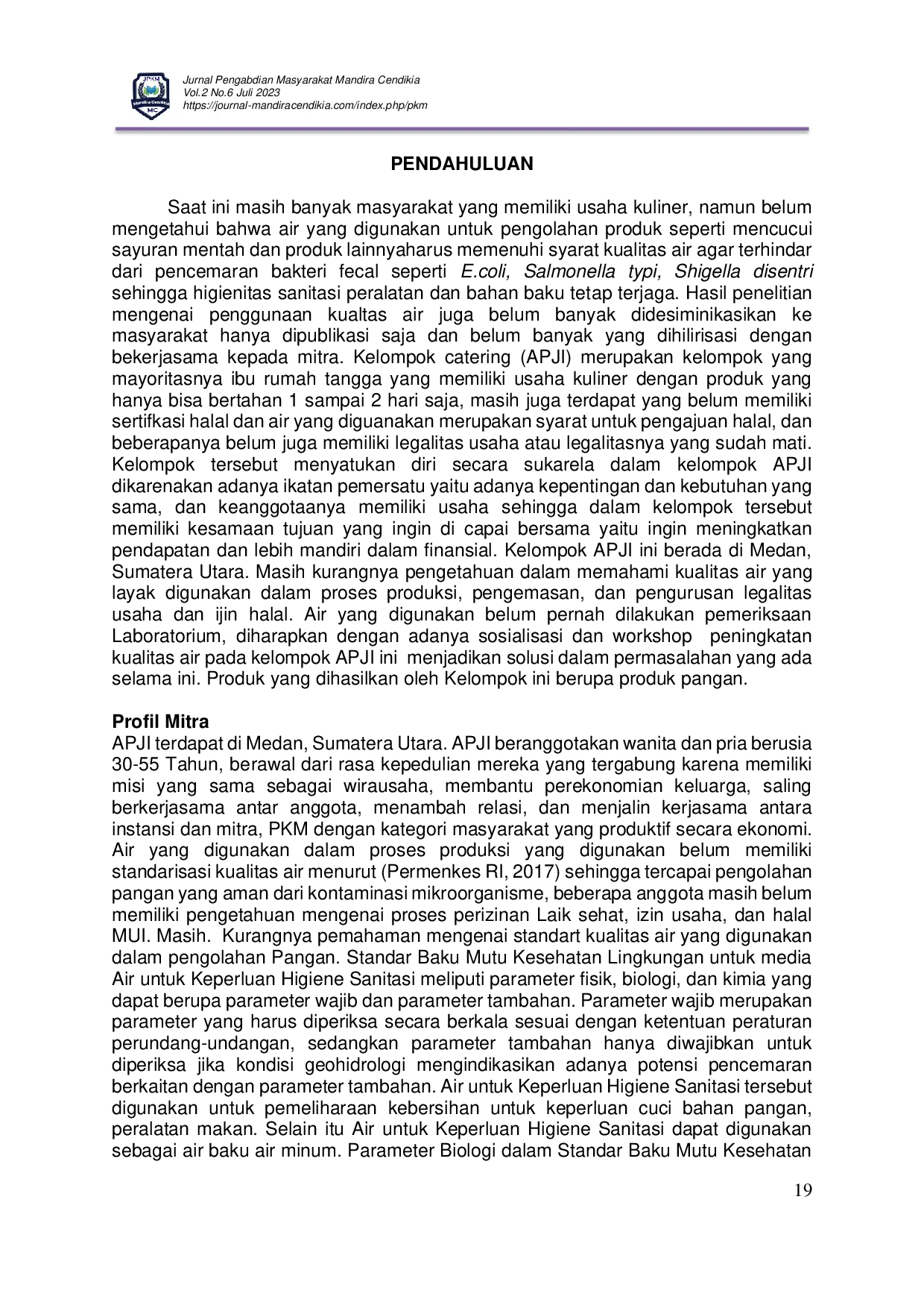 JURIS Peningkatan Mutu Bahan Baku Pangan Yang Di Produksi Jasa Boga Indonesia Medan