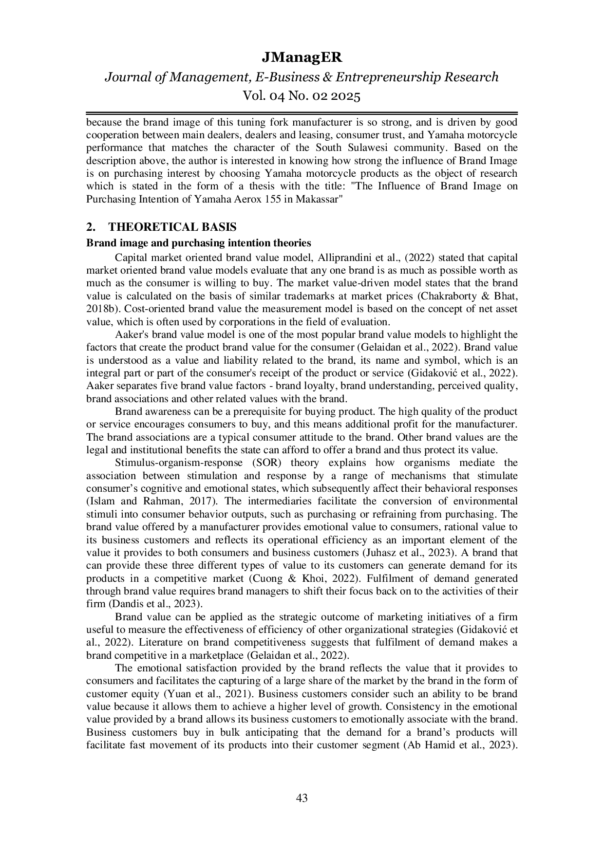 JURIS The Influence of Brand Image on Purchasing Intention of Yamaha Aerox 155 in Makassar