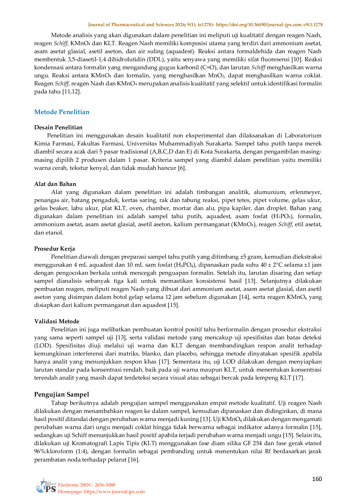 JURIS Analisis Kualitatif Kandungan Formalin pada Tahu Putih di Pasar Tradisional Surakarta